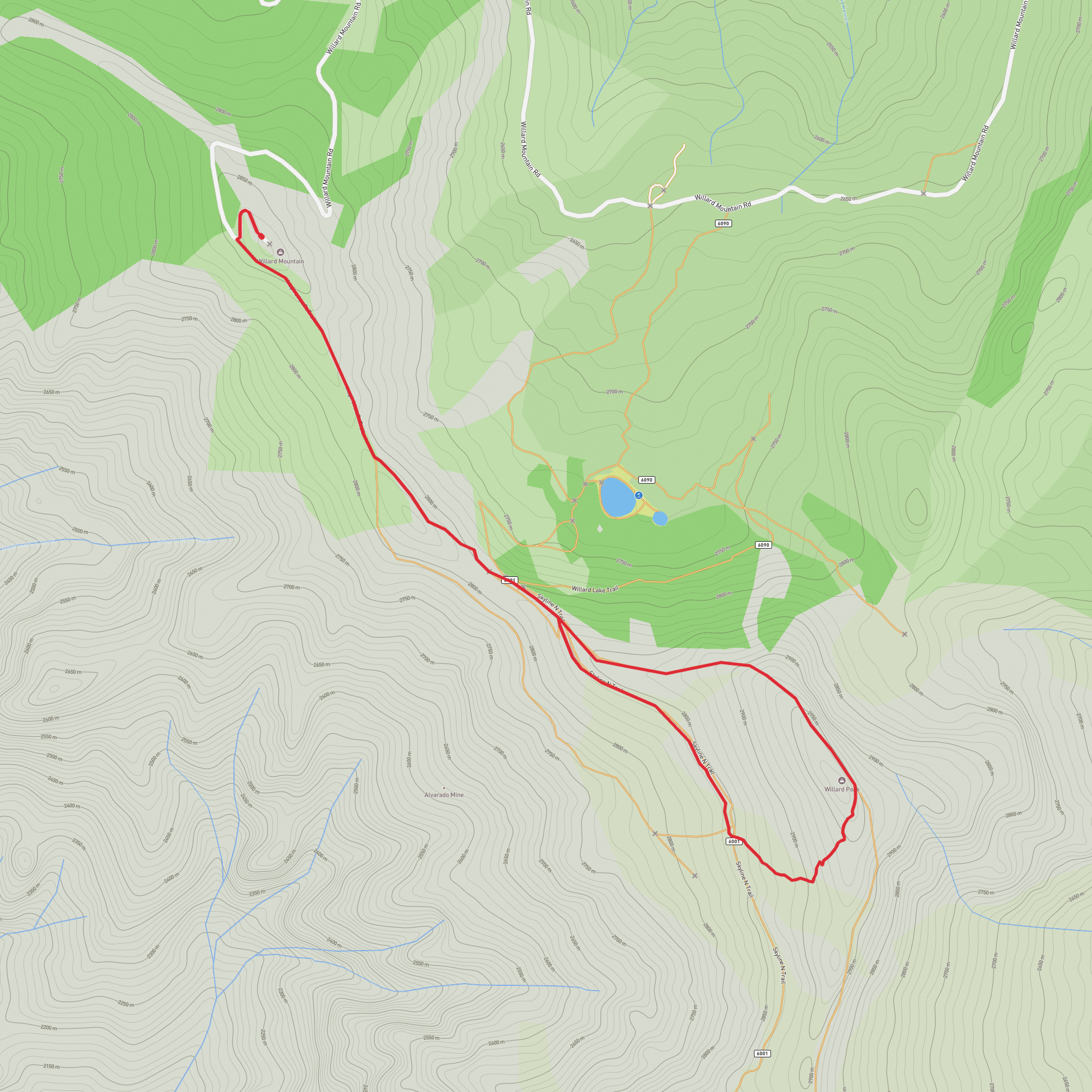 Willard Peak and Willard Mountain Loop mobile static map