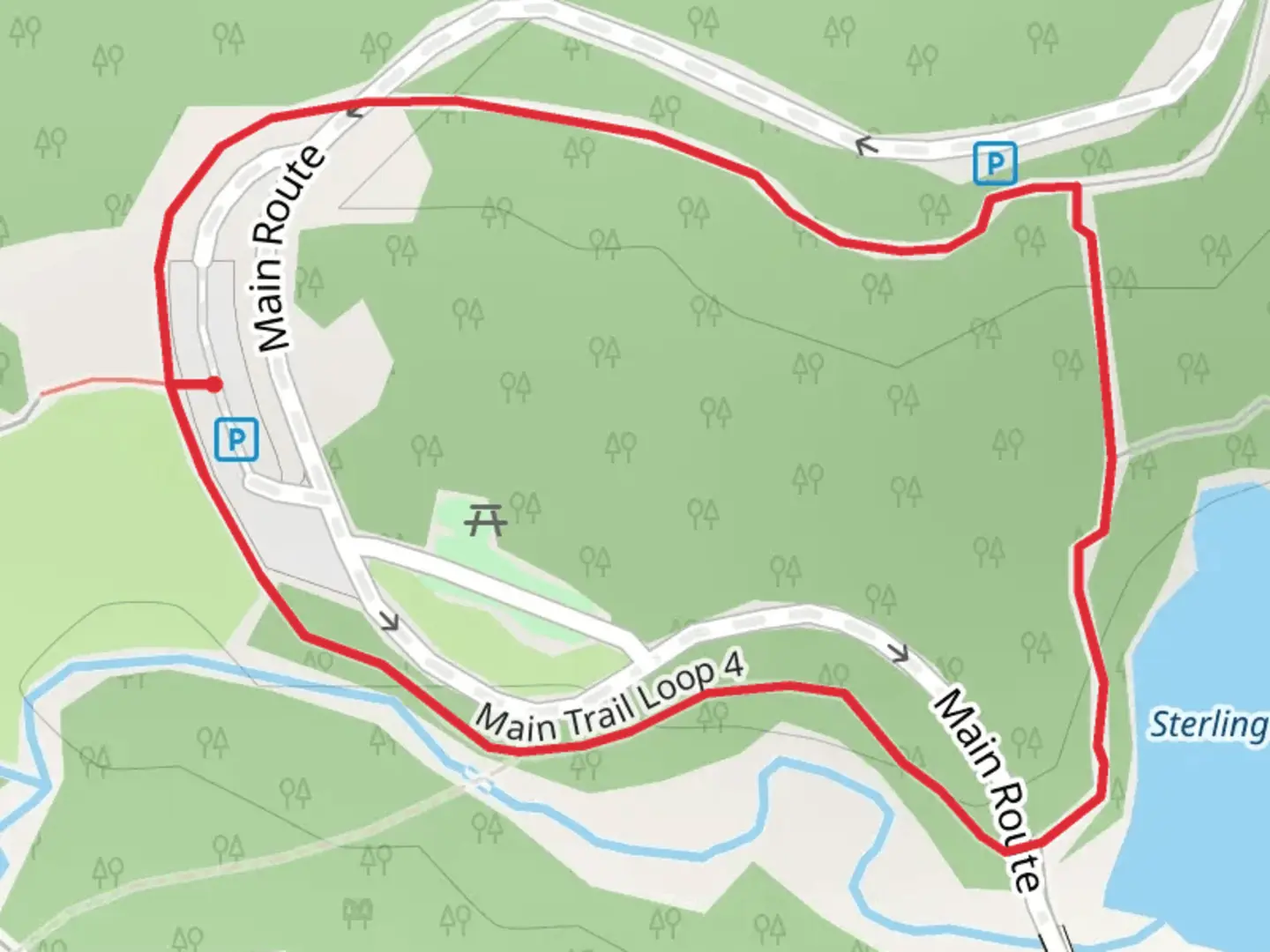 An image depicting the trail Main Trail Loop 4 Loop and its surrounding area.