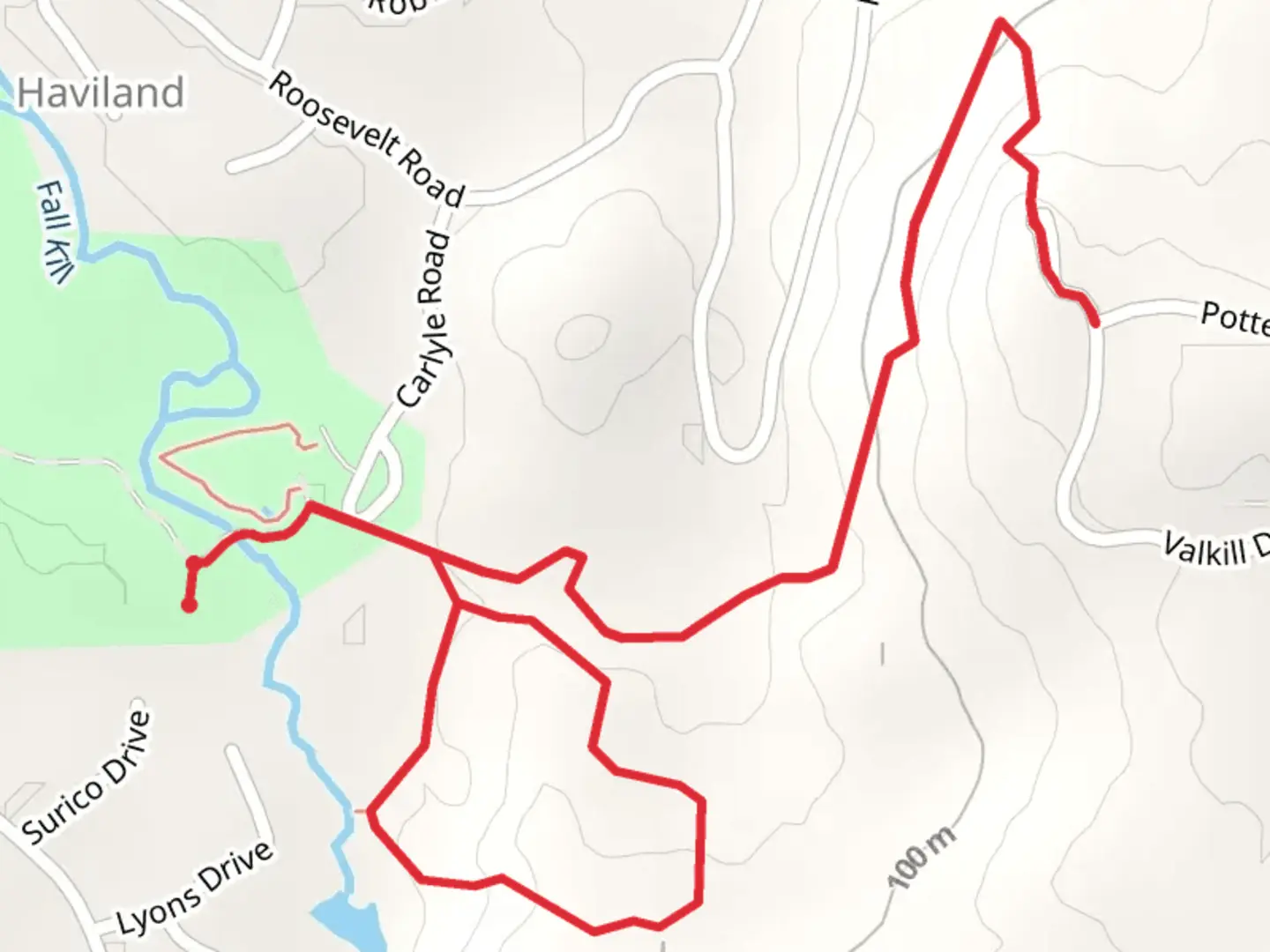An image depicting the trail Top Cottage Trail - green and its surrounding area.