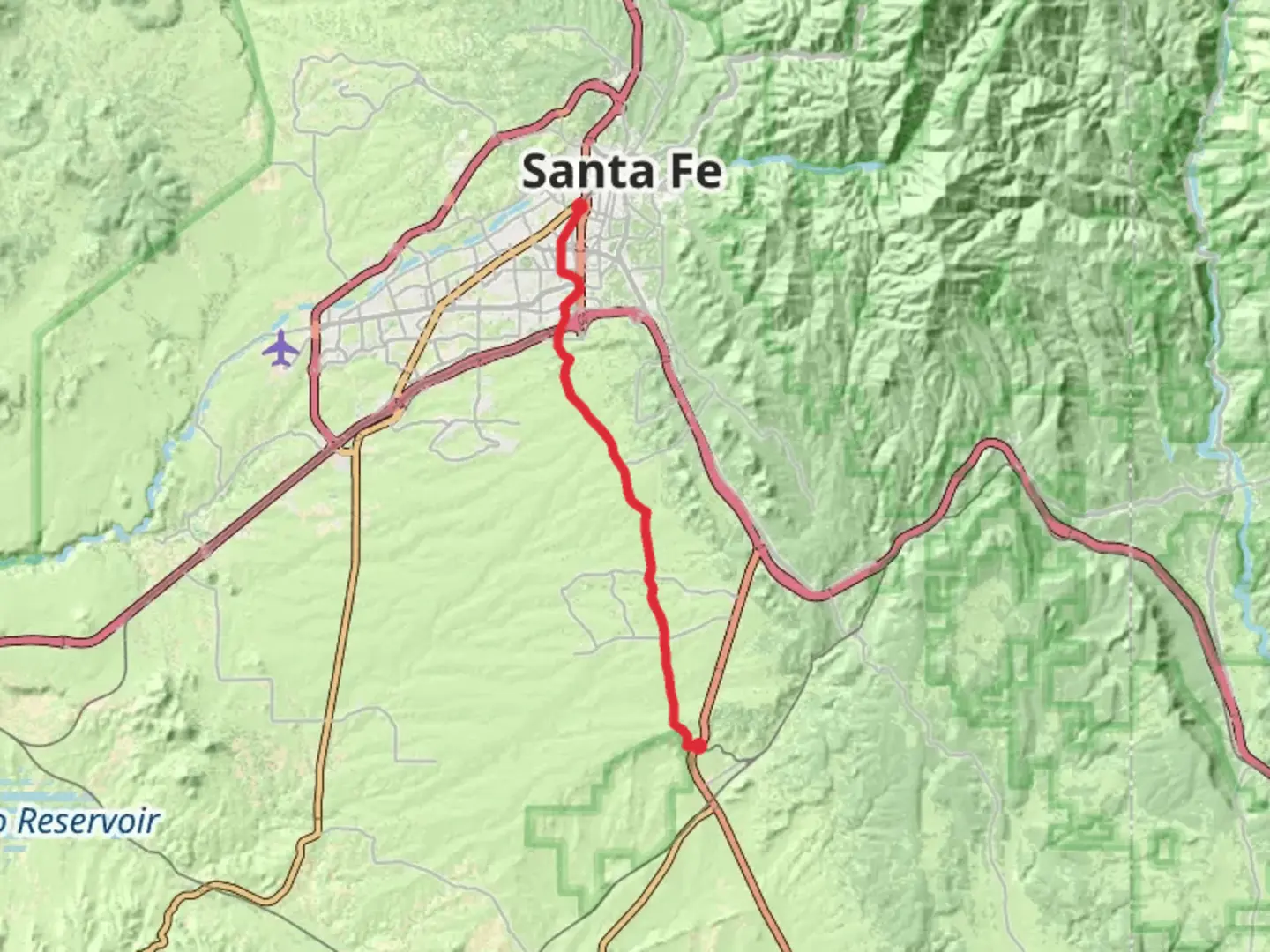 An image depicting the trail Santa Fe Rail Trail and its surrounding area.