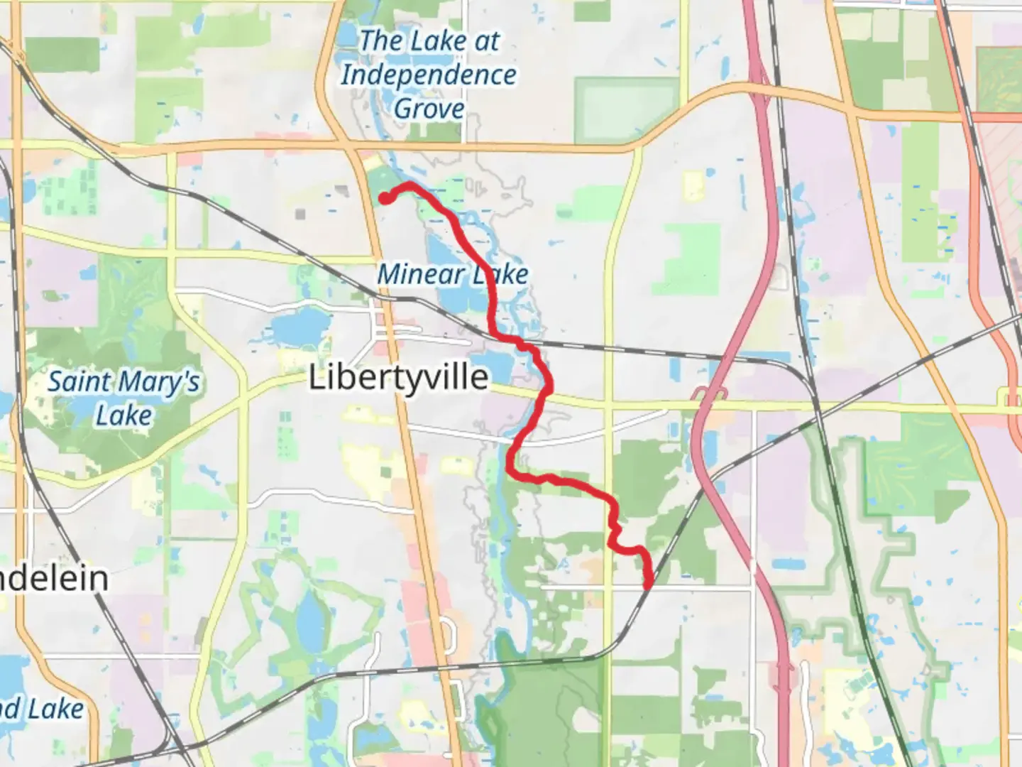 An image depicting the trail Des Plaines River Trail from Alder Memorial Park and its surrounding area.