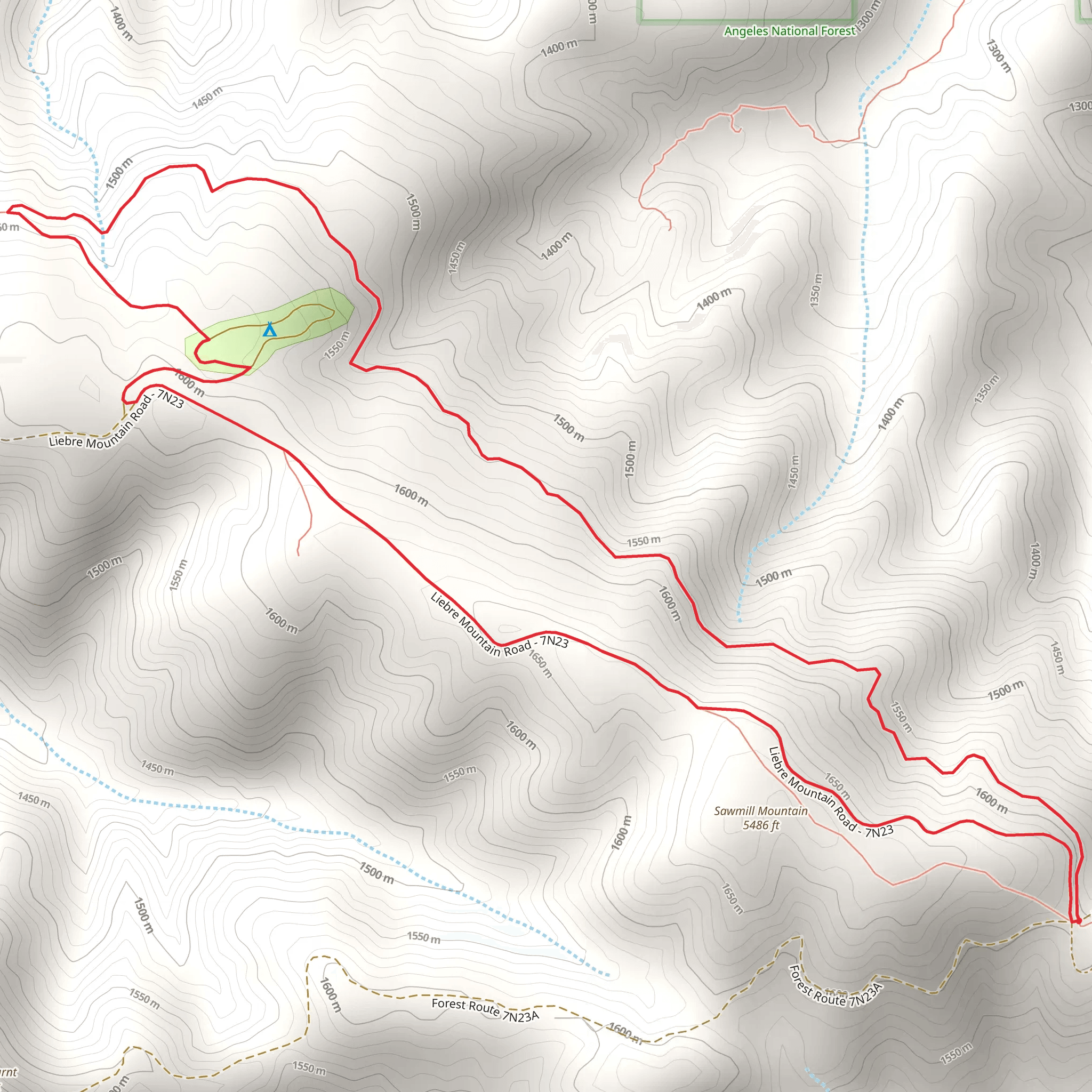 Liebre Mountain Road and PCT mobile static map