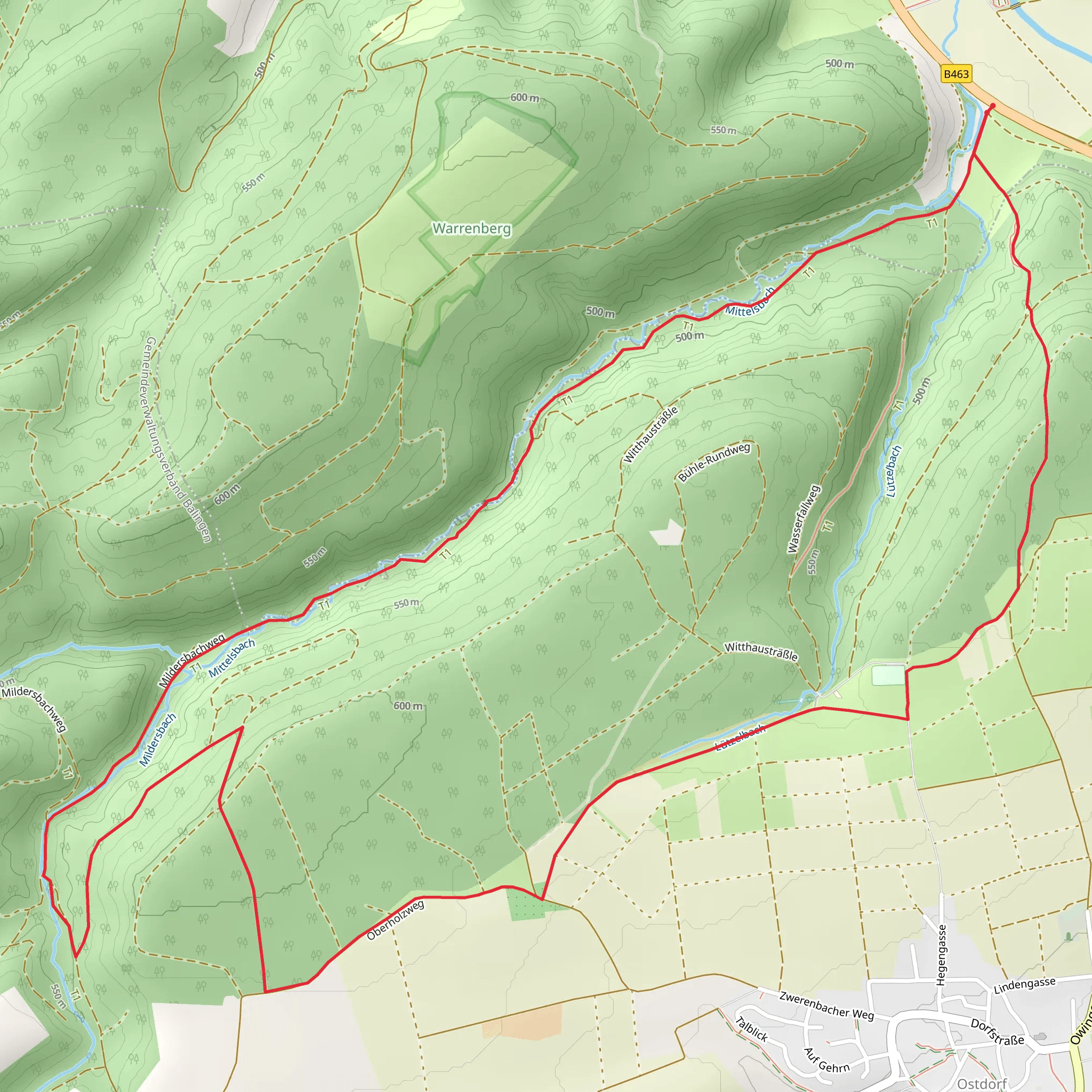 Mildersbachweg and Oberholzweg Loop mobile static map