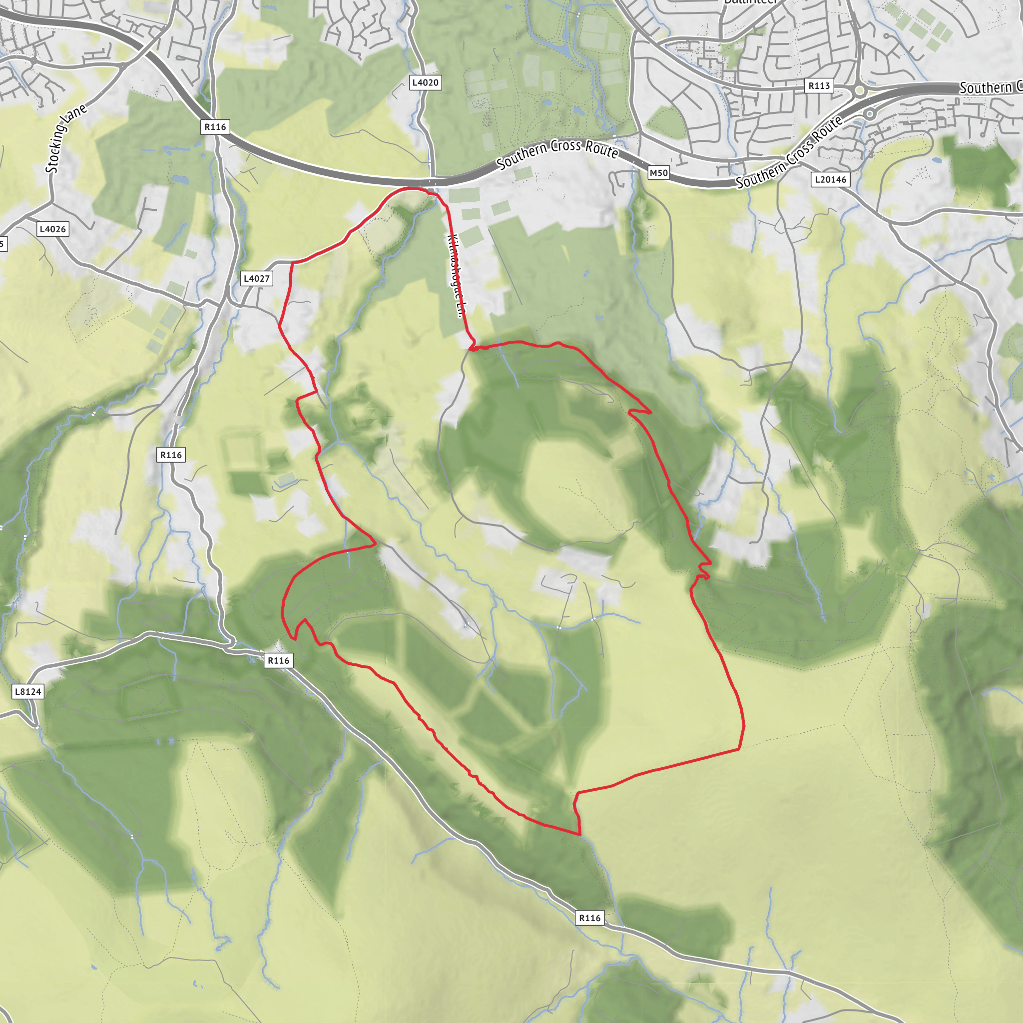 Ticknock & Tibradden loop mobile static map