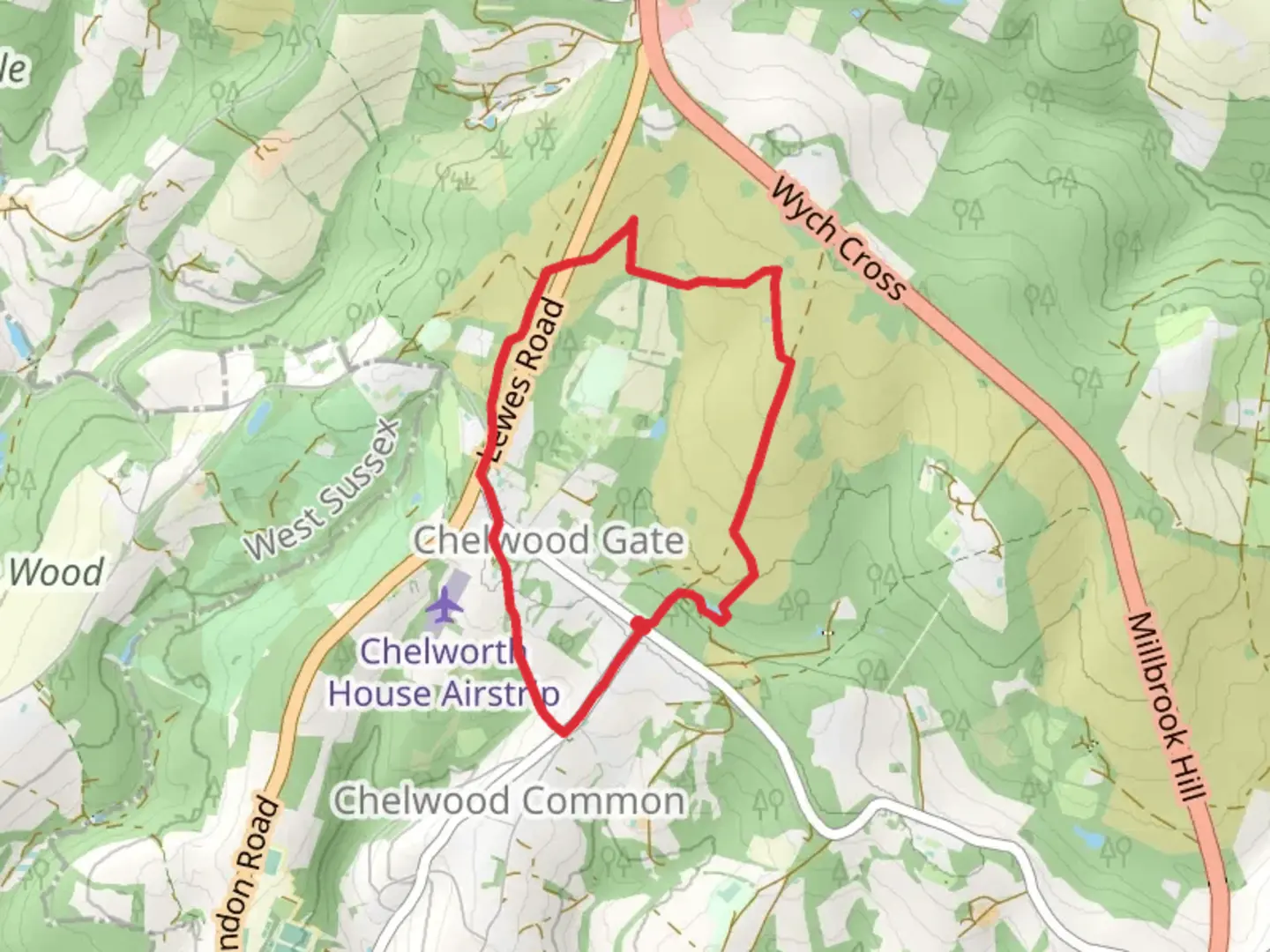 An image depicting the trail Jubilee Green and Chelwood Vachery Loop and its surrounding area.
