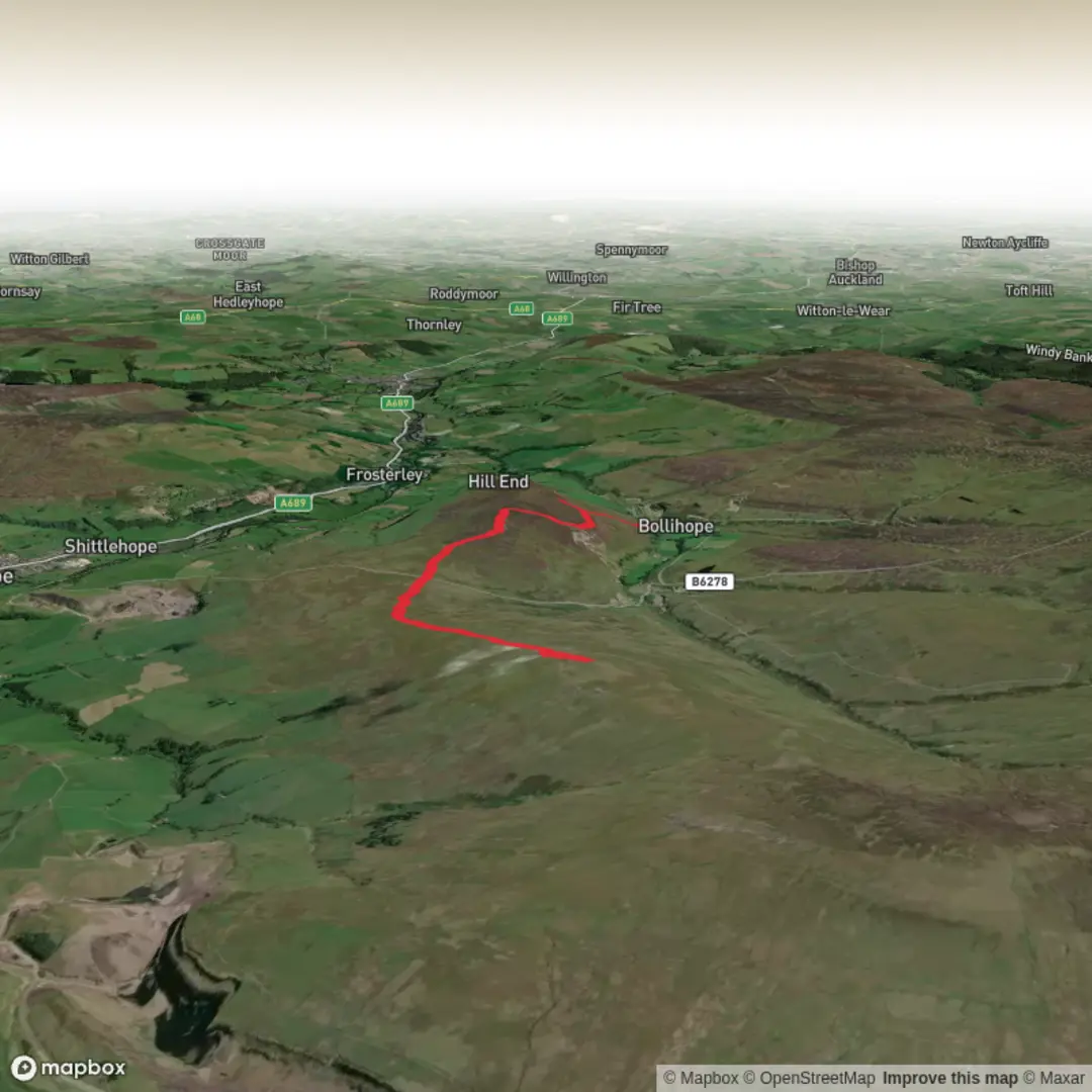 An image depicting the trail Bollihope Carrs County Durham and its surrounding area.