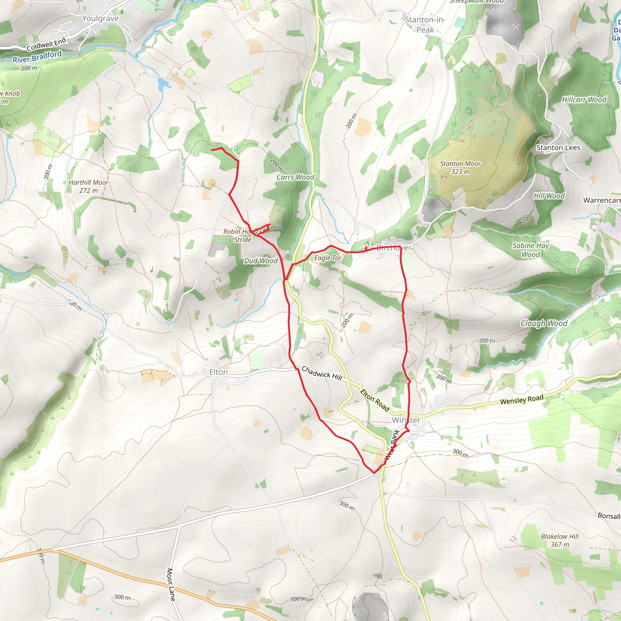 Rowtor Rocks & Robin Hoods Stride from Winster mobile static map