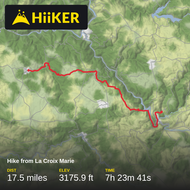 A map preview of the recording Hike from La Croix Marie.