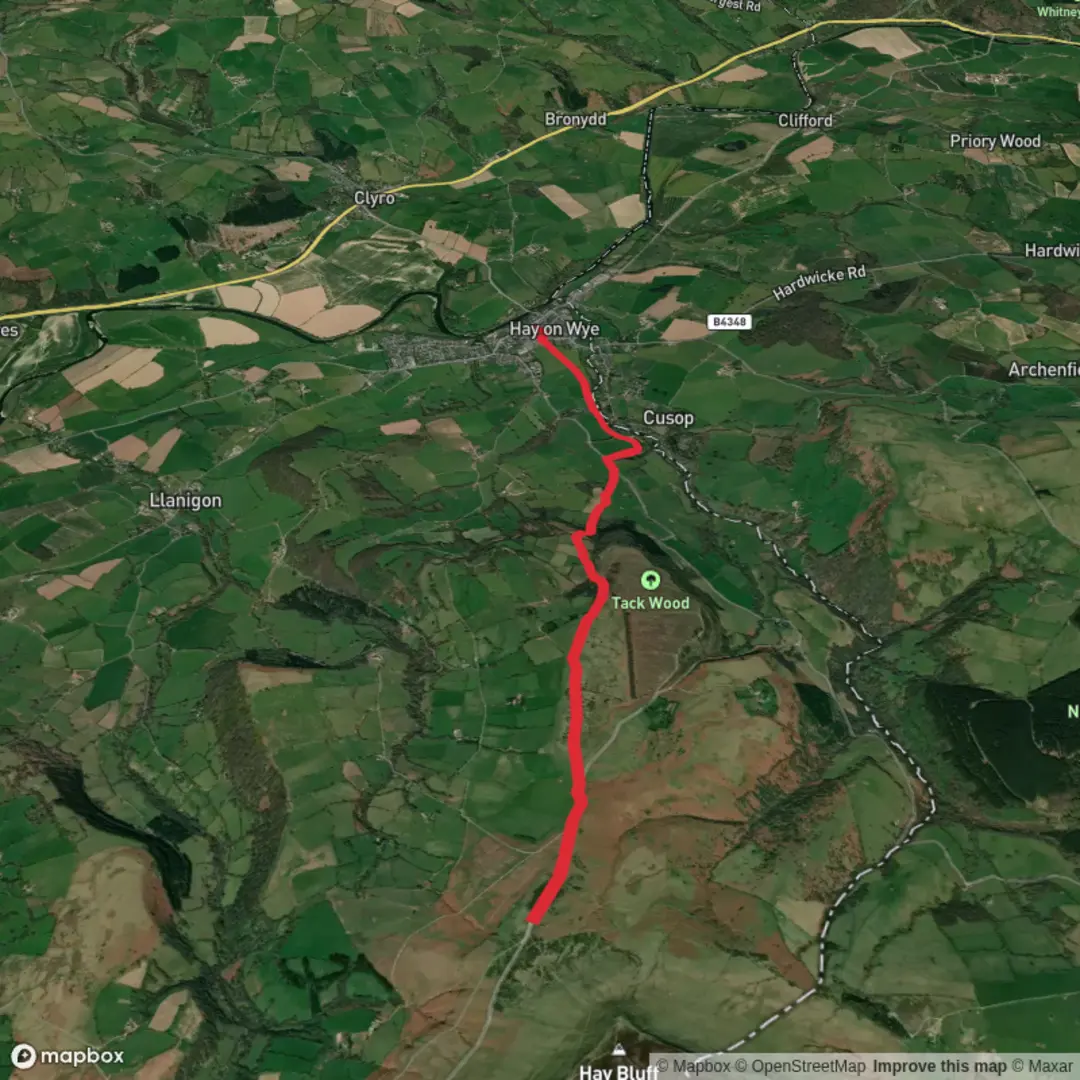 An image depicting the trail Car park to Hay on Wye and its surrounding area.