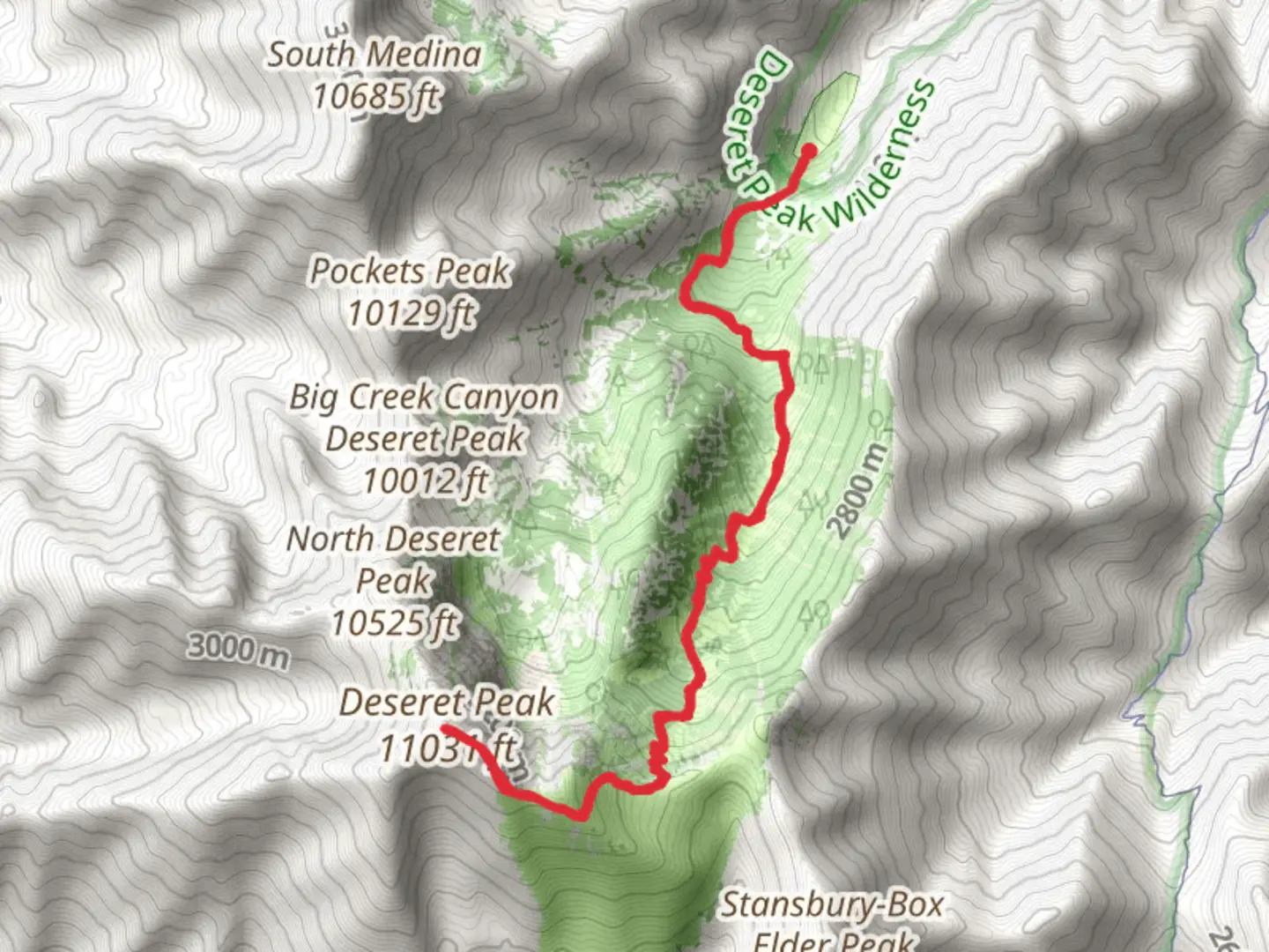 An image depicting the trail Deseret Peak via Mill Fork Canyon Trail and its surrounding area.