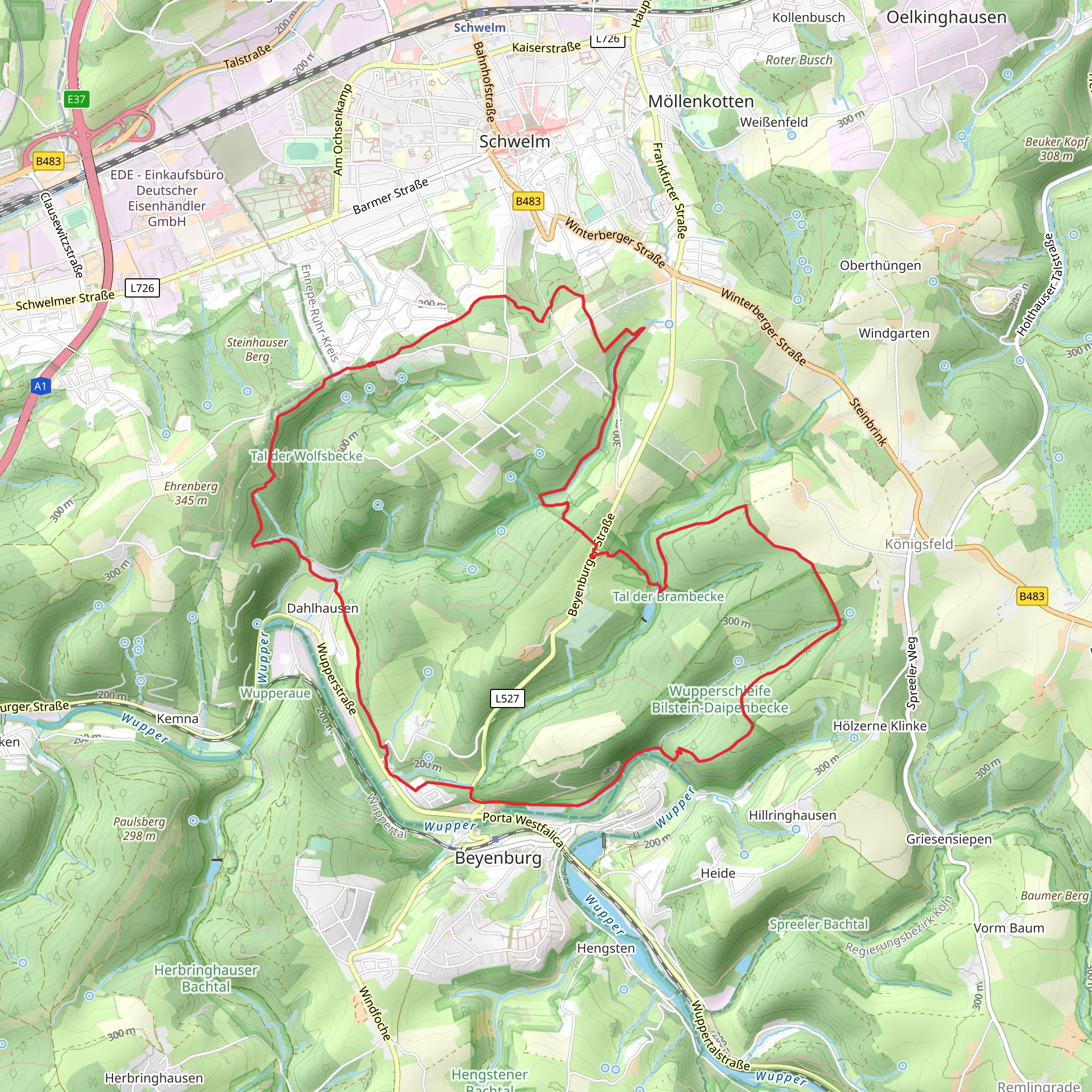 Bilsteiner Kopf via Wupperweg mobile static map