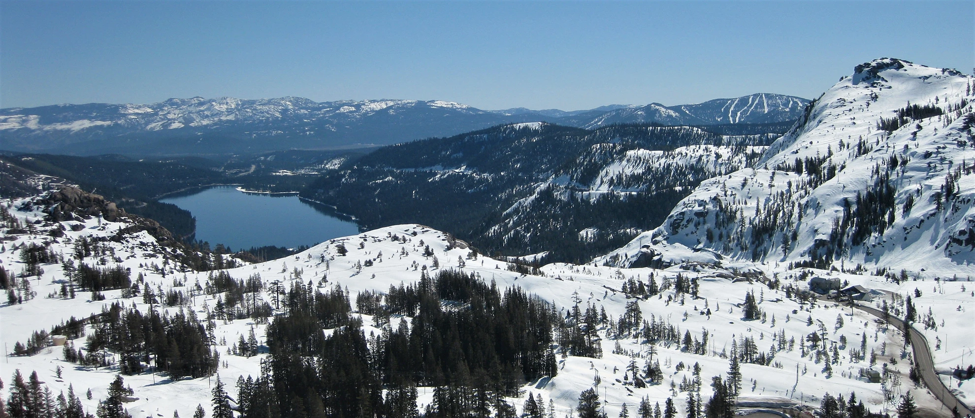 An image depicting the trail Snowsheds Loop via Donner Pass and its surrounding area.