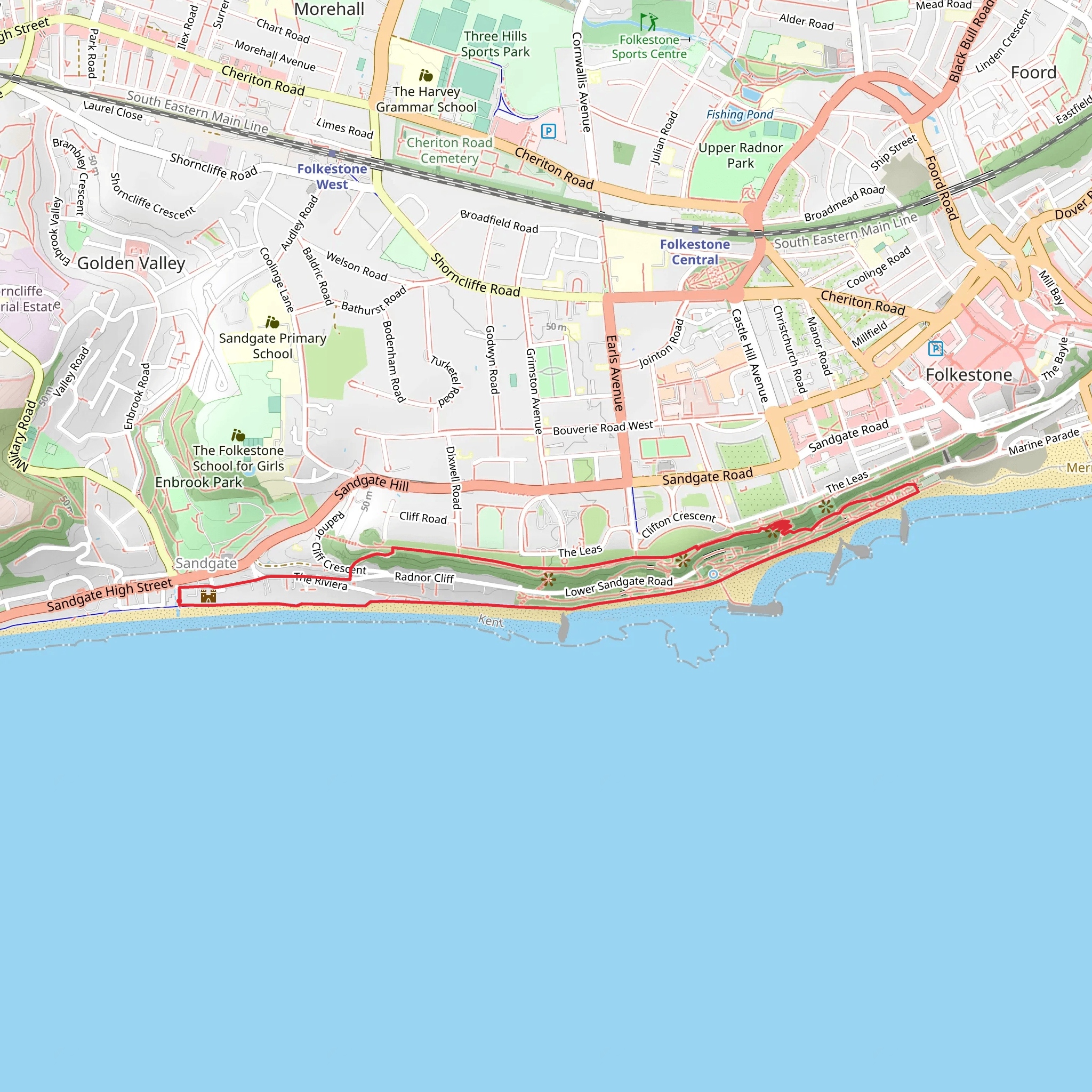 Lower Leas Coastal Park mobile static map