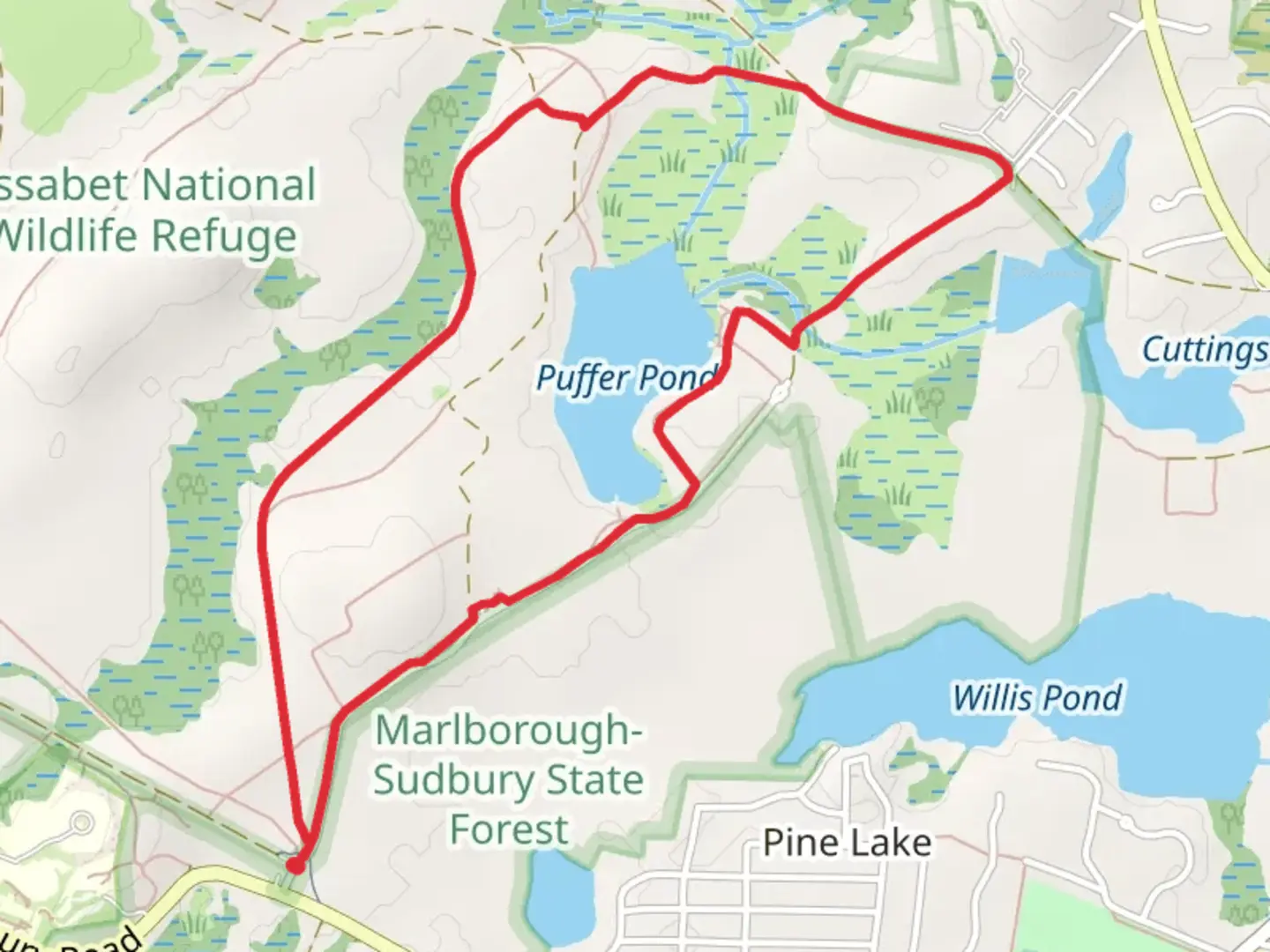 An image depicting the trail Puffer Pond Loop Trail and its surrounding area.