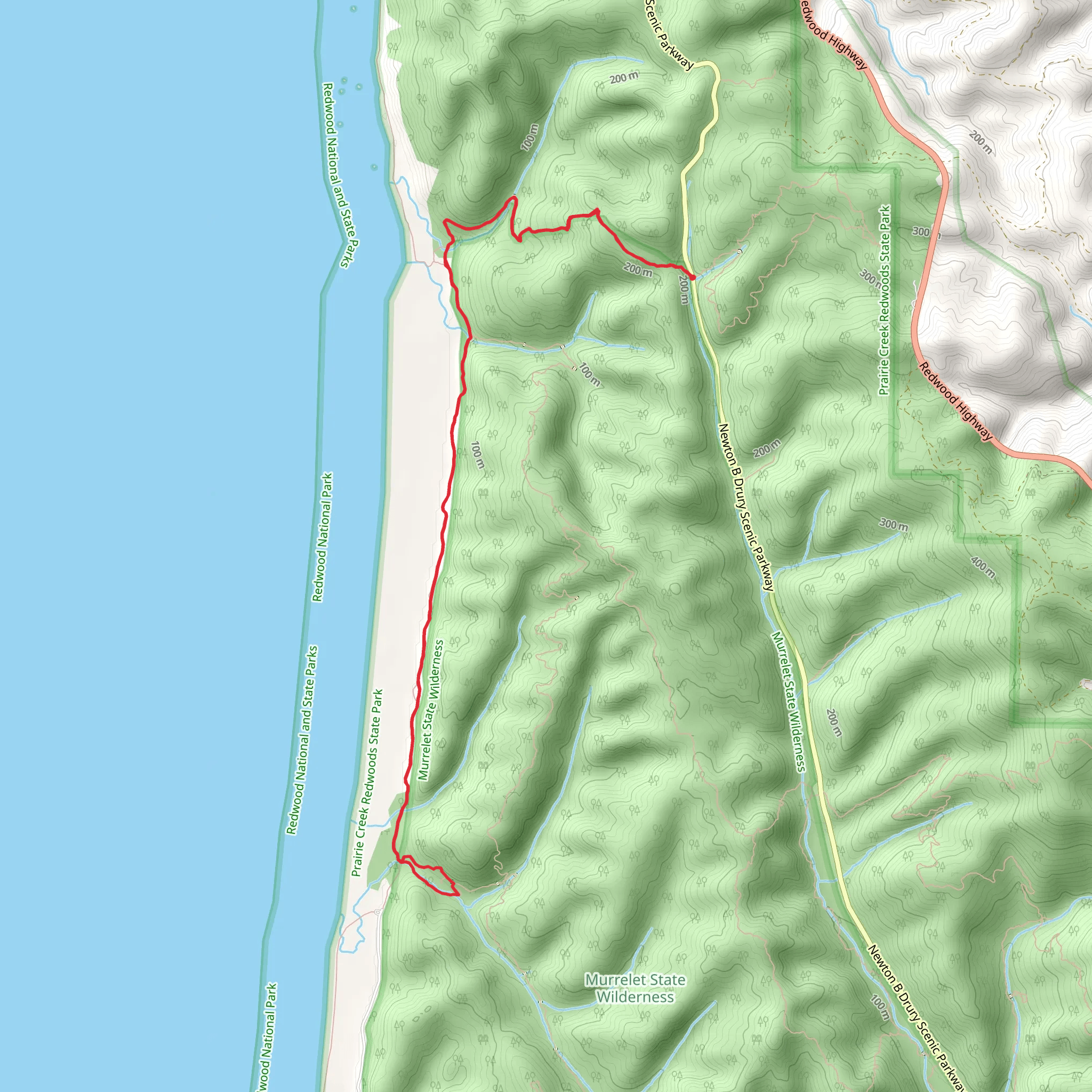 Ossagon Trail , Davison Trail and Fern Canyon Trail mobile static map