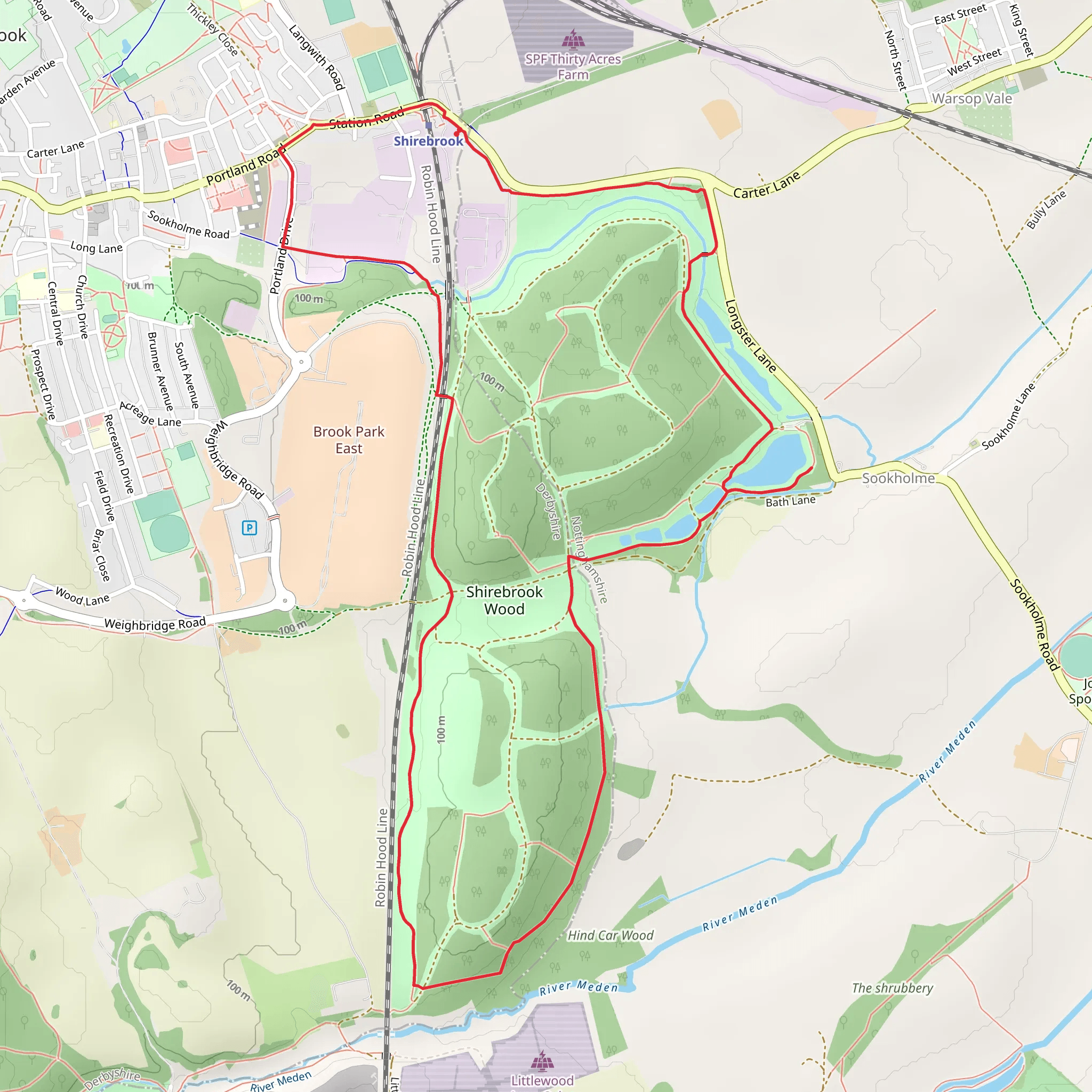 Shirebrook Wood Loop mobile static map