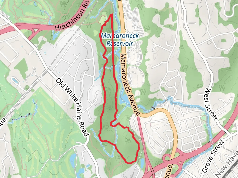 Yellow Trail Loop via Mamaroneck Reservoir