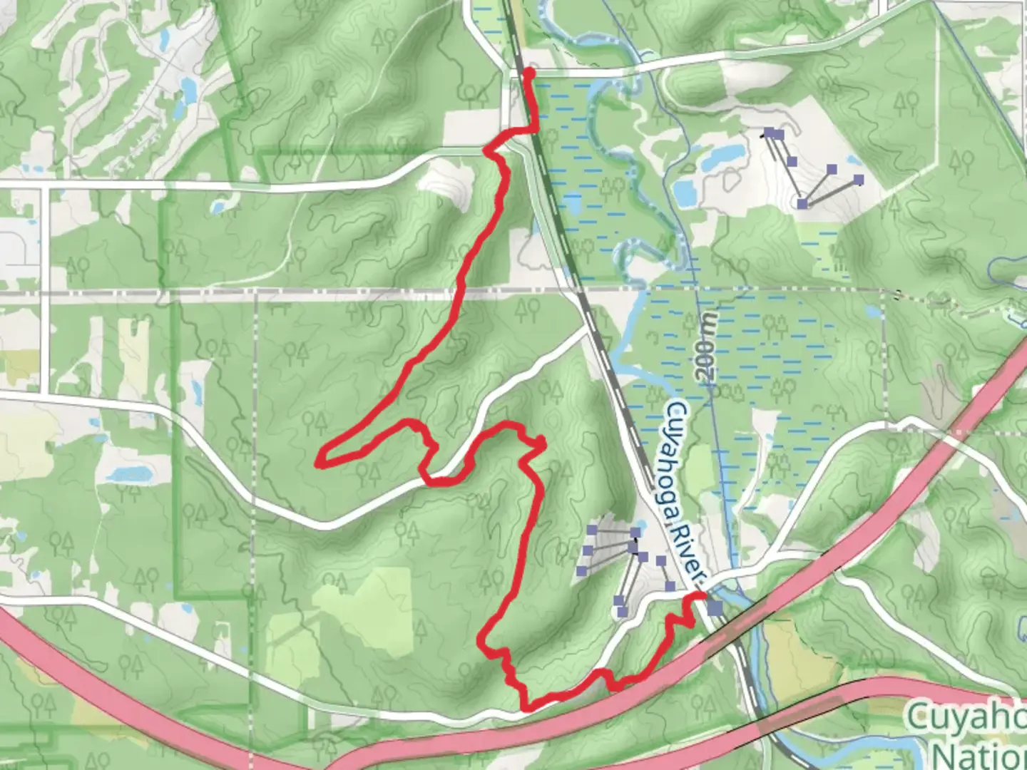 An image depicting the trail Connector and Buckeye Trail from Jaite and its surrounding area.