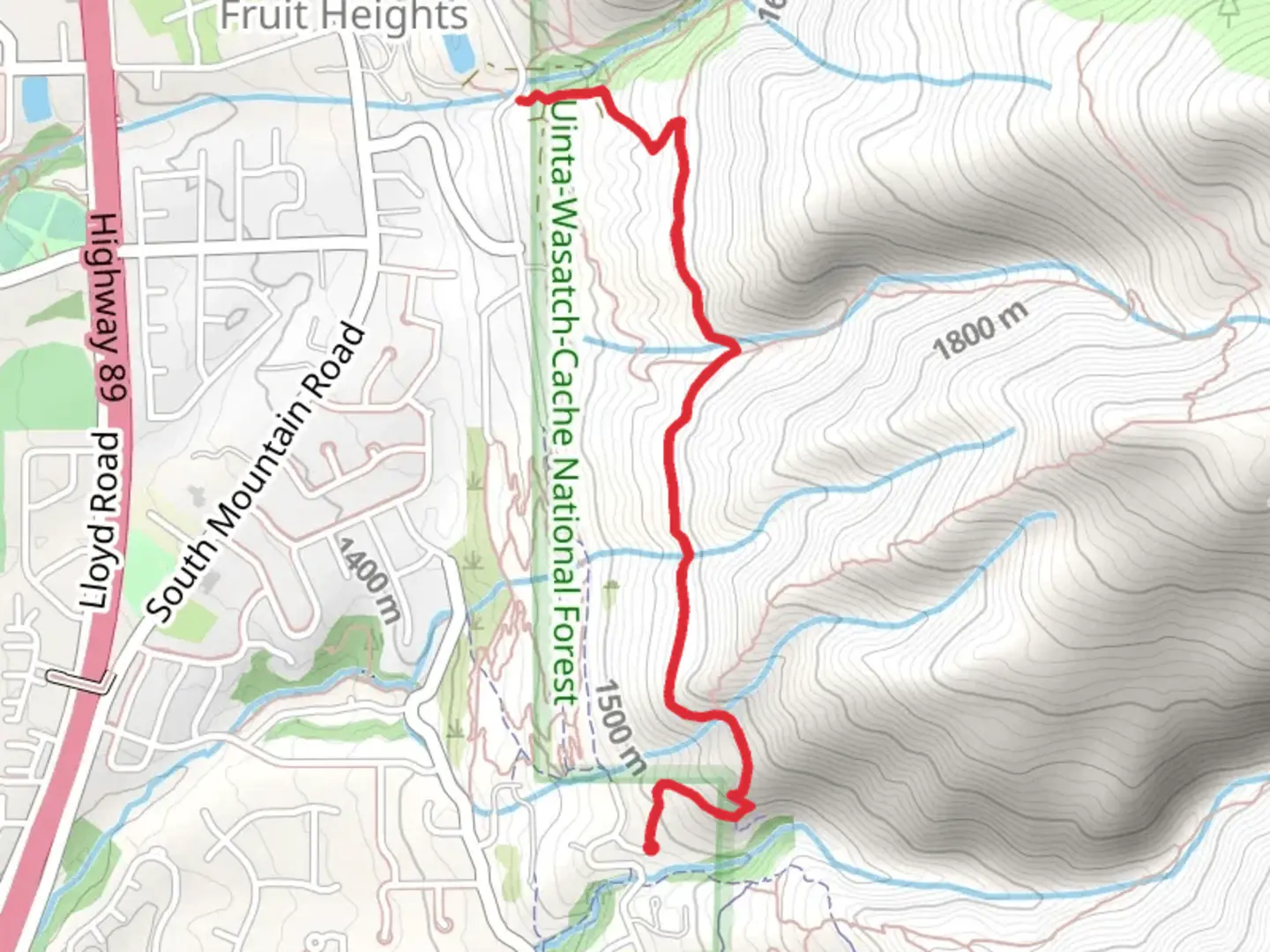 An image depicting the trail Fruite Heights Upper Terrace Trail and its surrounding area.