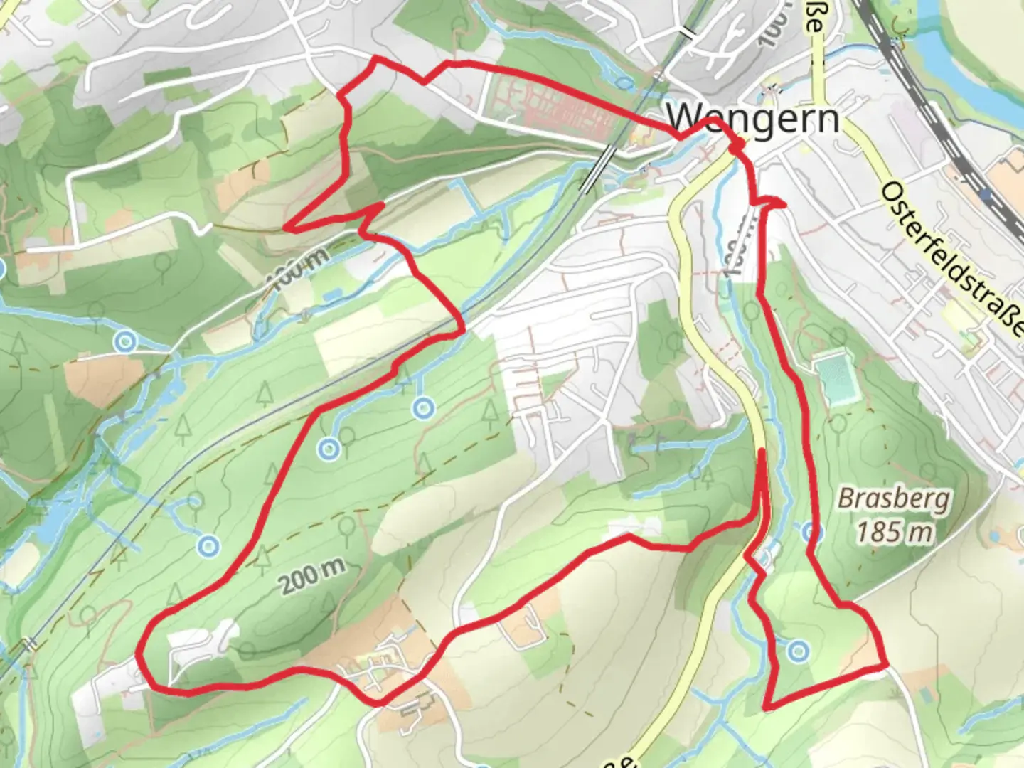 An image depicting the trail Webgern Rundweg and its surrounding area.