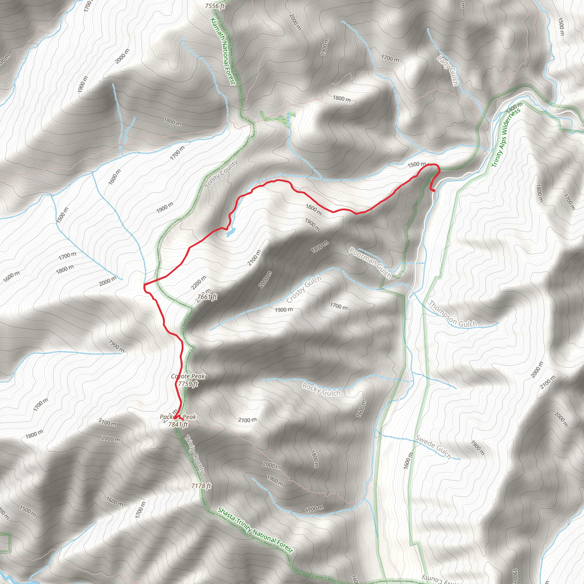 Packers Peak via Adams Lake Trail mobile static map