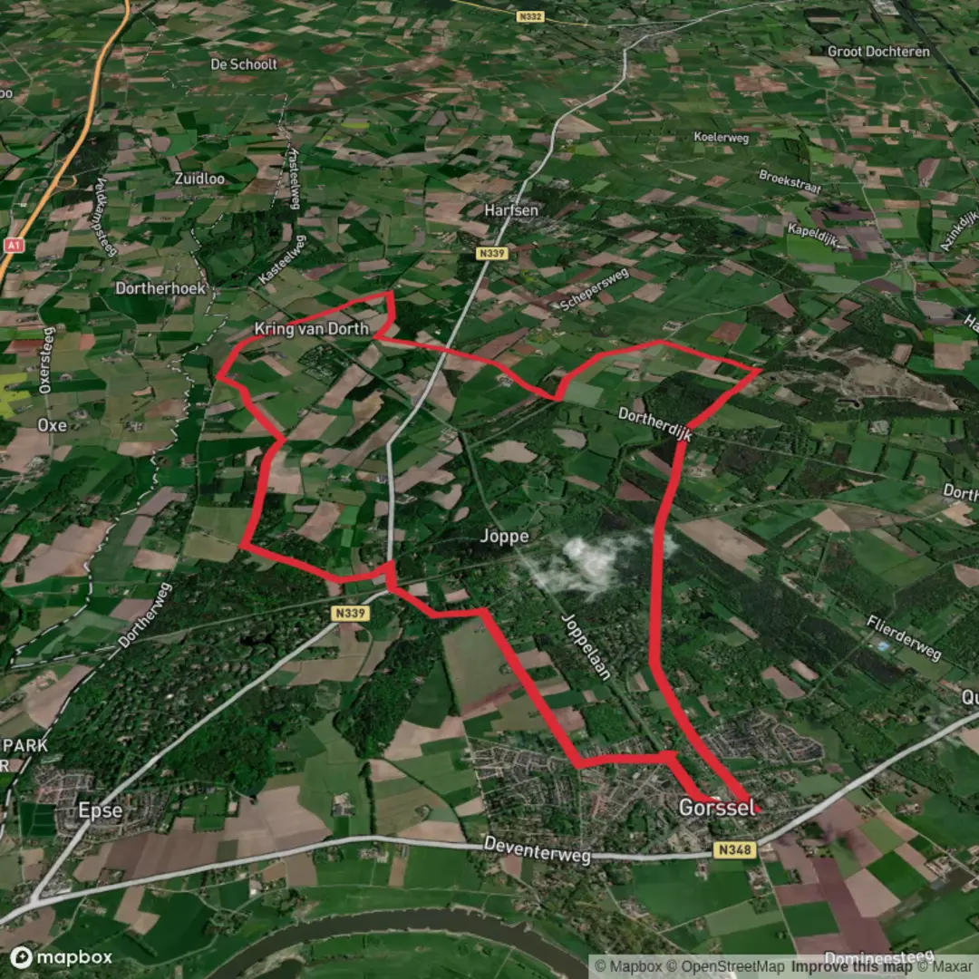 An image depicting the trail Drie Kieften Route and its surrounding area.