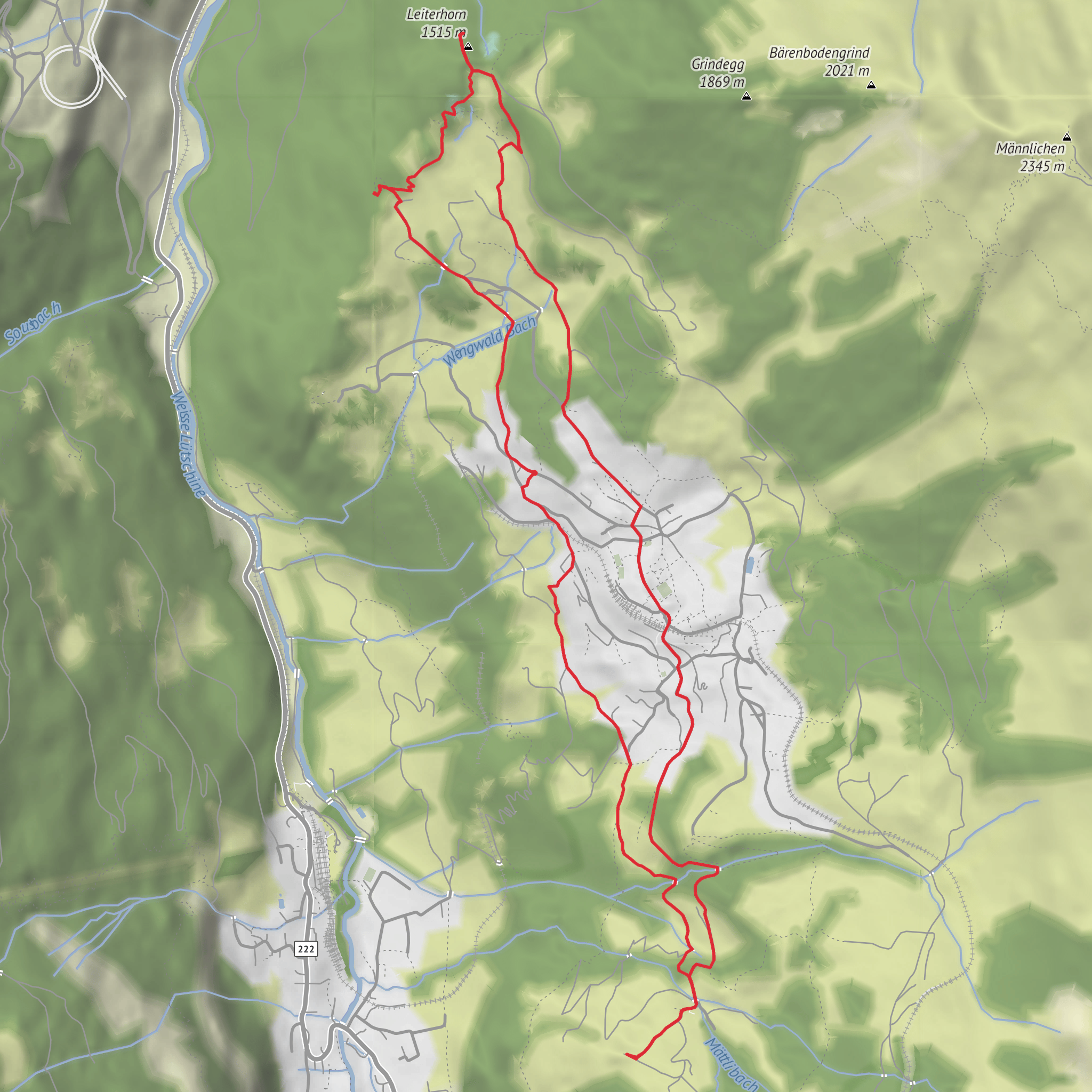 Staubbachbänkli and Leiterhorn Loop mobile static map