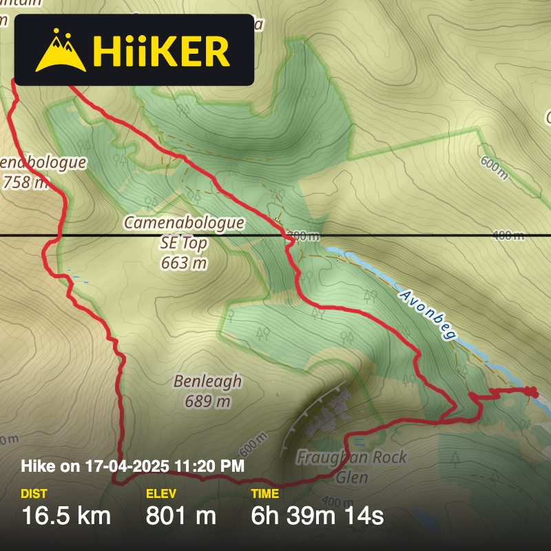 A map preview of the recording Hike on 17-04-2025 11:20 PM.