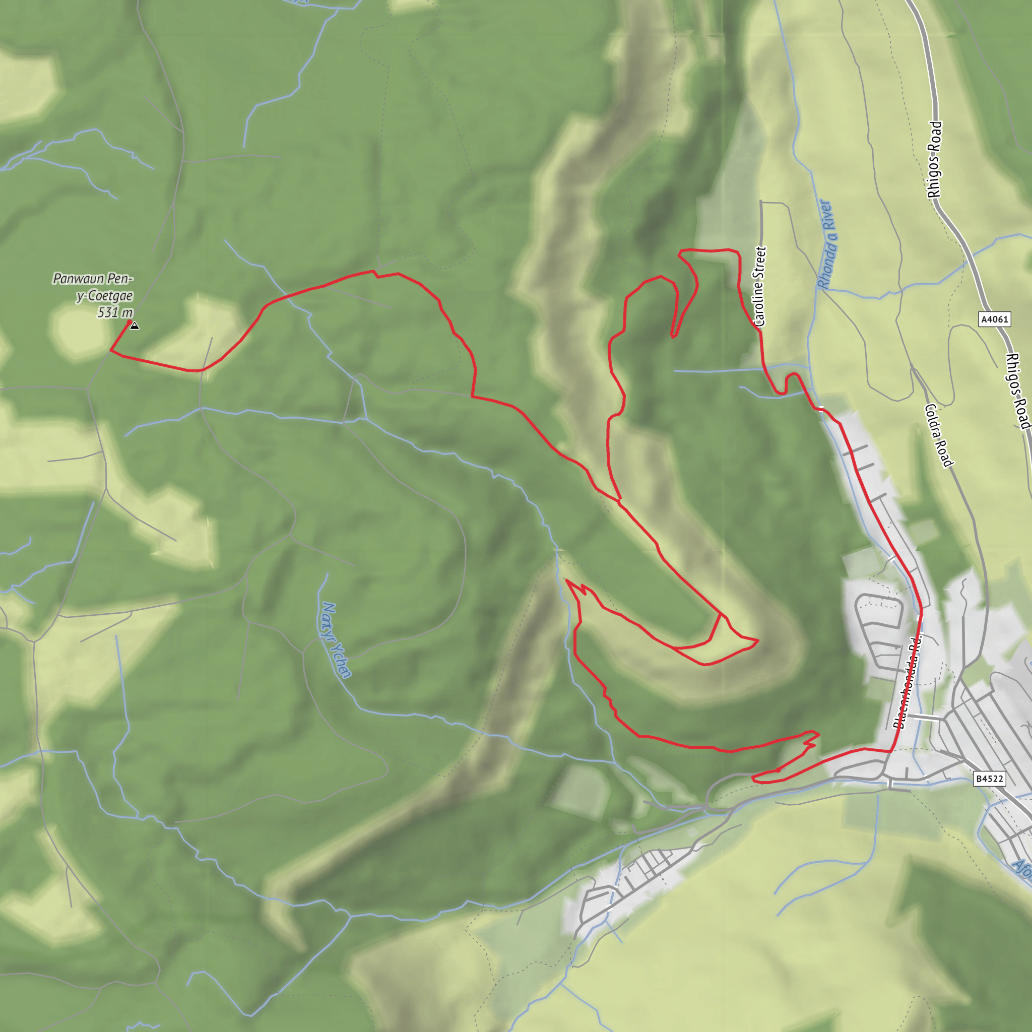 Penpych and Panwaun Pen y Coetgae Loop mobile static map