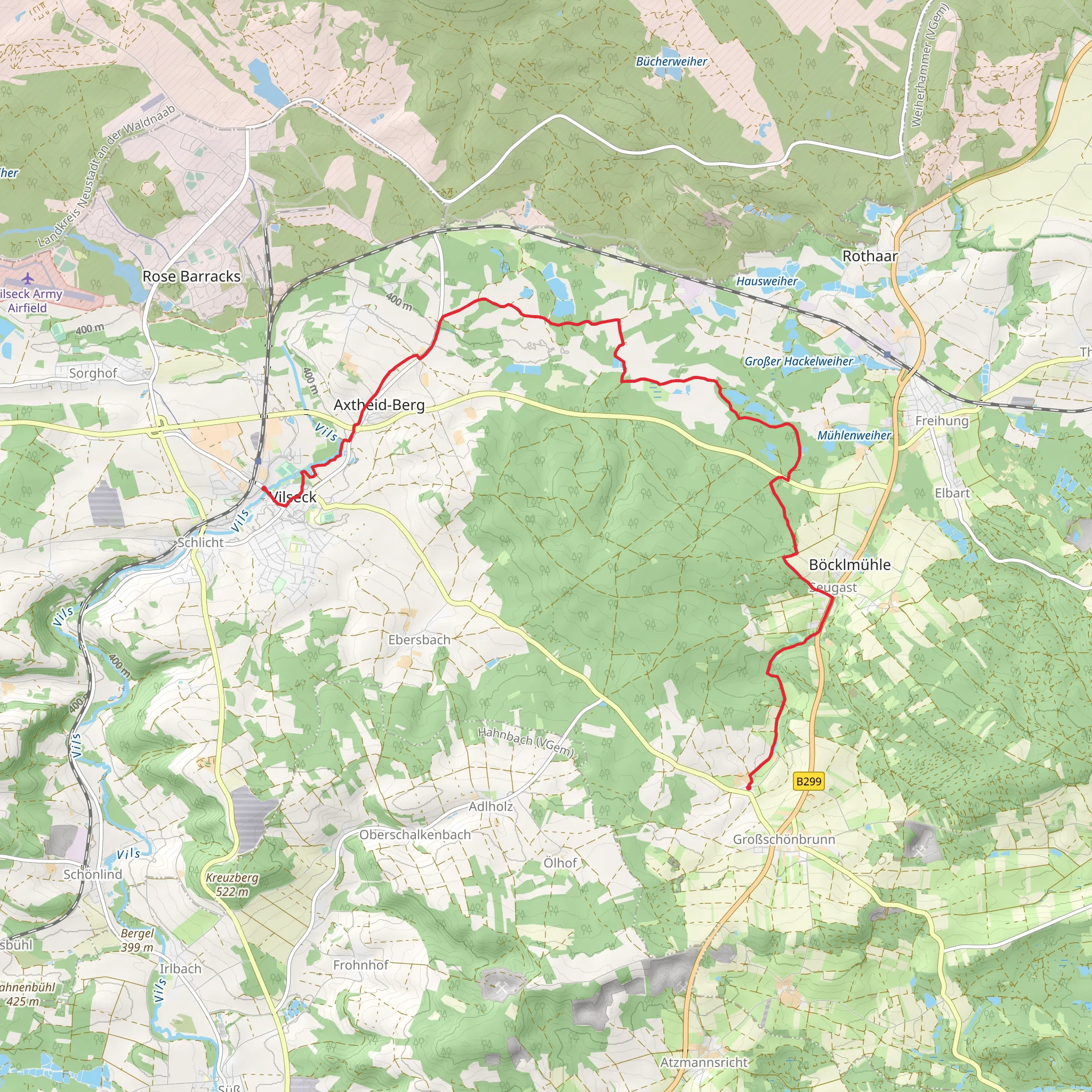 Kleinschönbrunn to Vilseck via Vilstal Wanderweg mobile static map