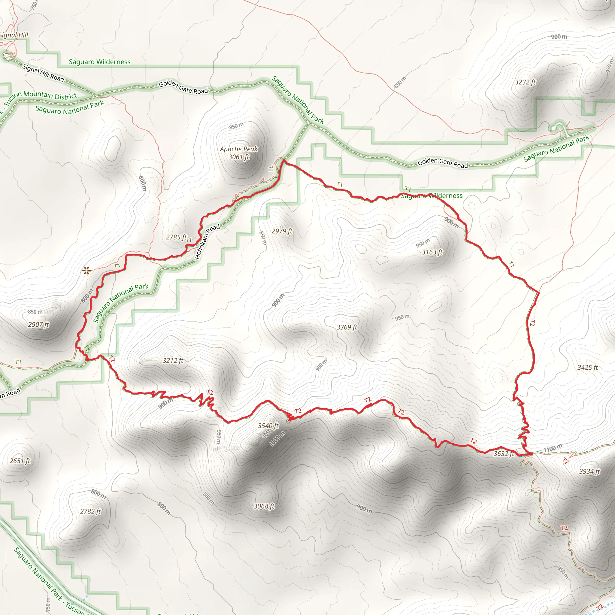 Hugh Norris Trail and Dobe Wash Trail LoopLoop mobile static map