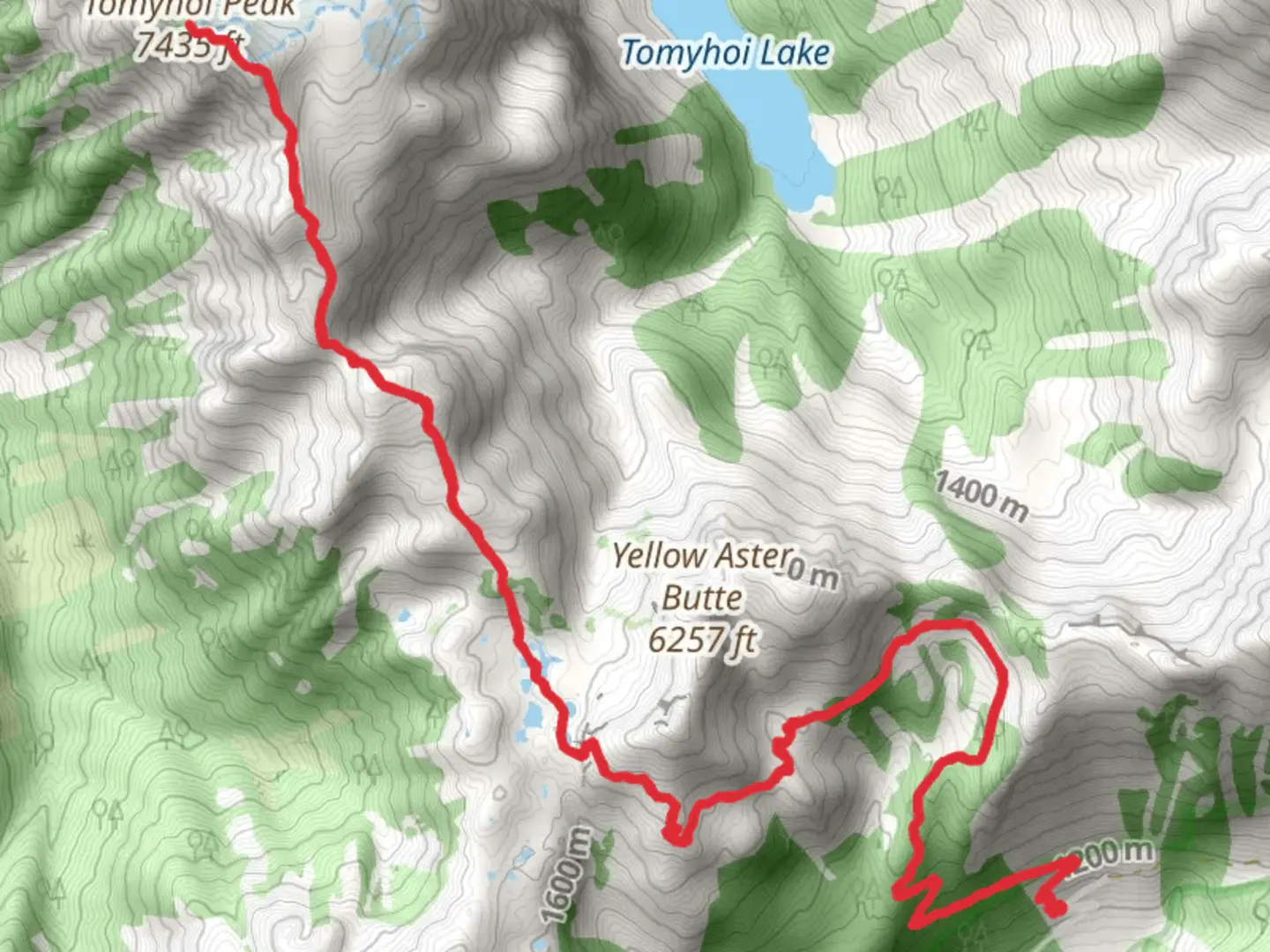 An image depicting the trail Tomyhoi Peak via Tomyhoi Lake Trail and its surrounding area.