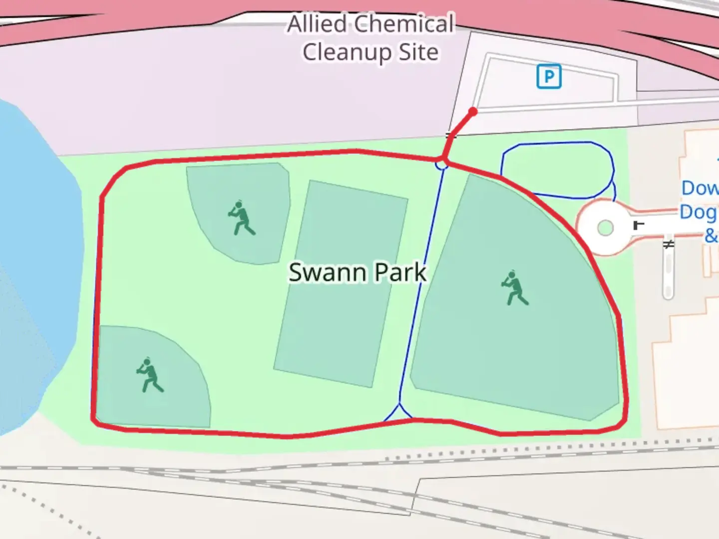 An image depicting the trail Swann Park Loop and its surrounding area.