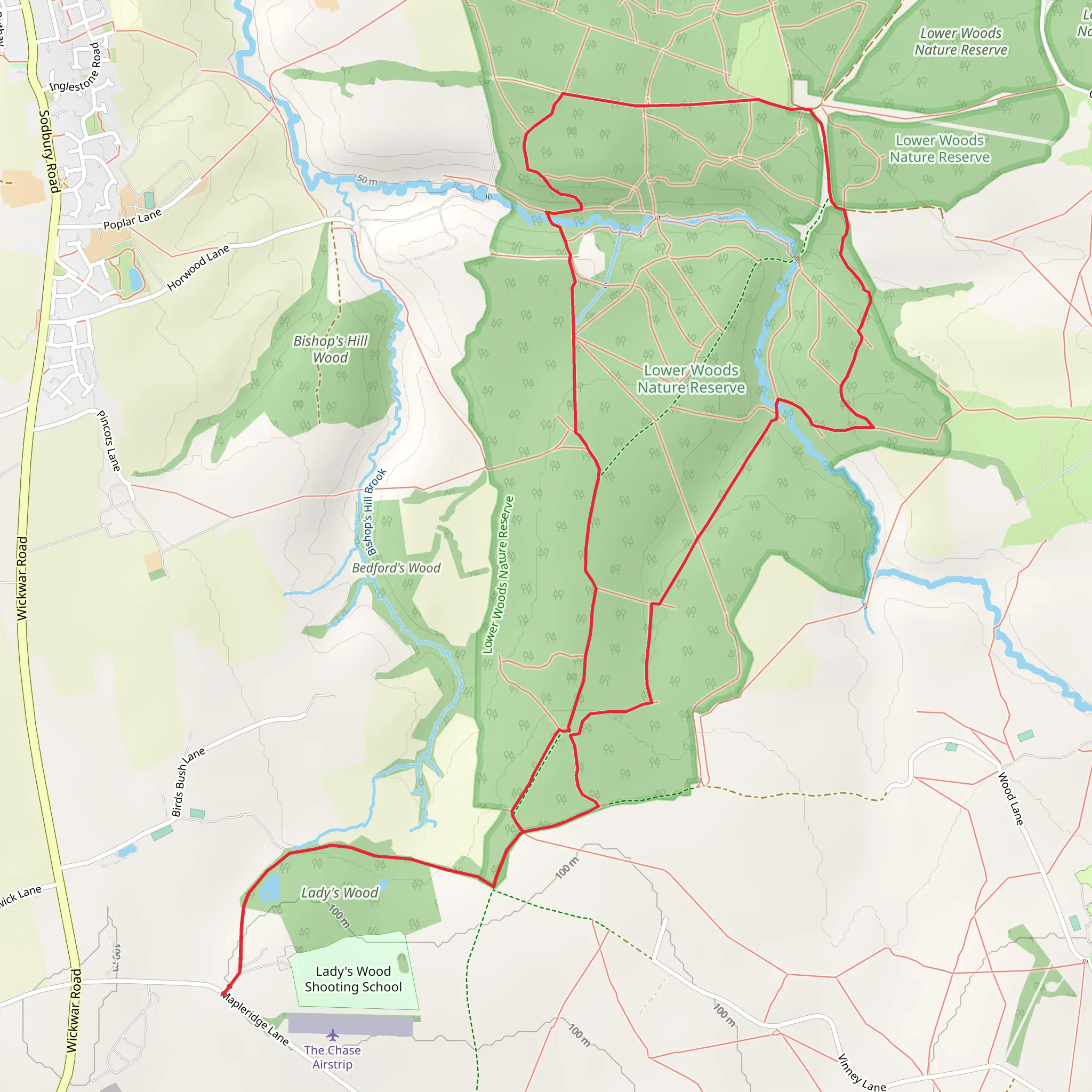 Lady's Wood and Lower Woods Nature Reserve Loop mobile static map