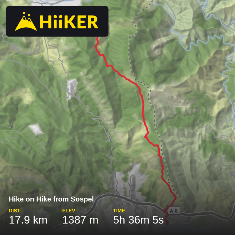 A map preview of the recording Hike on Hike from Sospel.