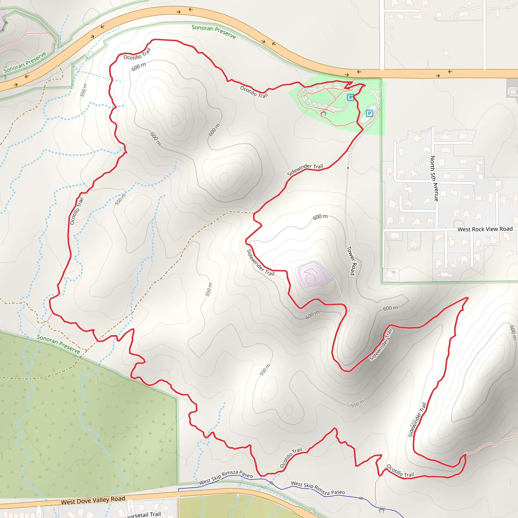 Sidewinder - Ocotillo Loop Trail mobile static map