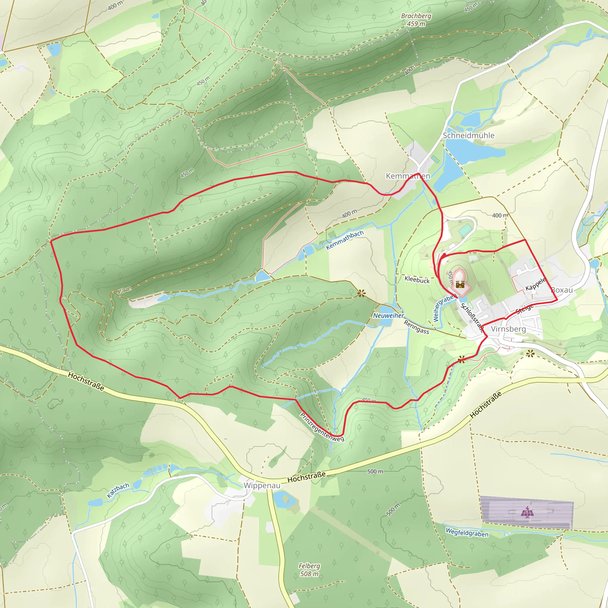 Schloß Virnsberg, Schneidmühlweiher and Wäid Loop mobile static map