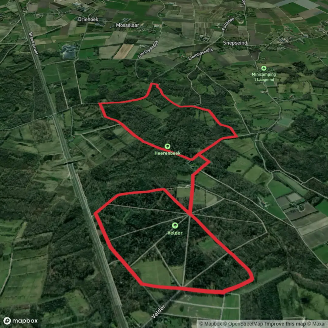 An image depicting the trail Heerenbeek and Velderbosch Loop and its surrounding area.