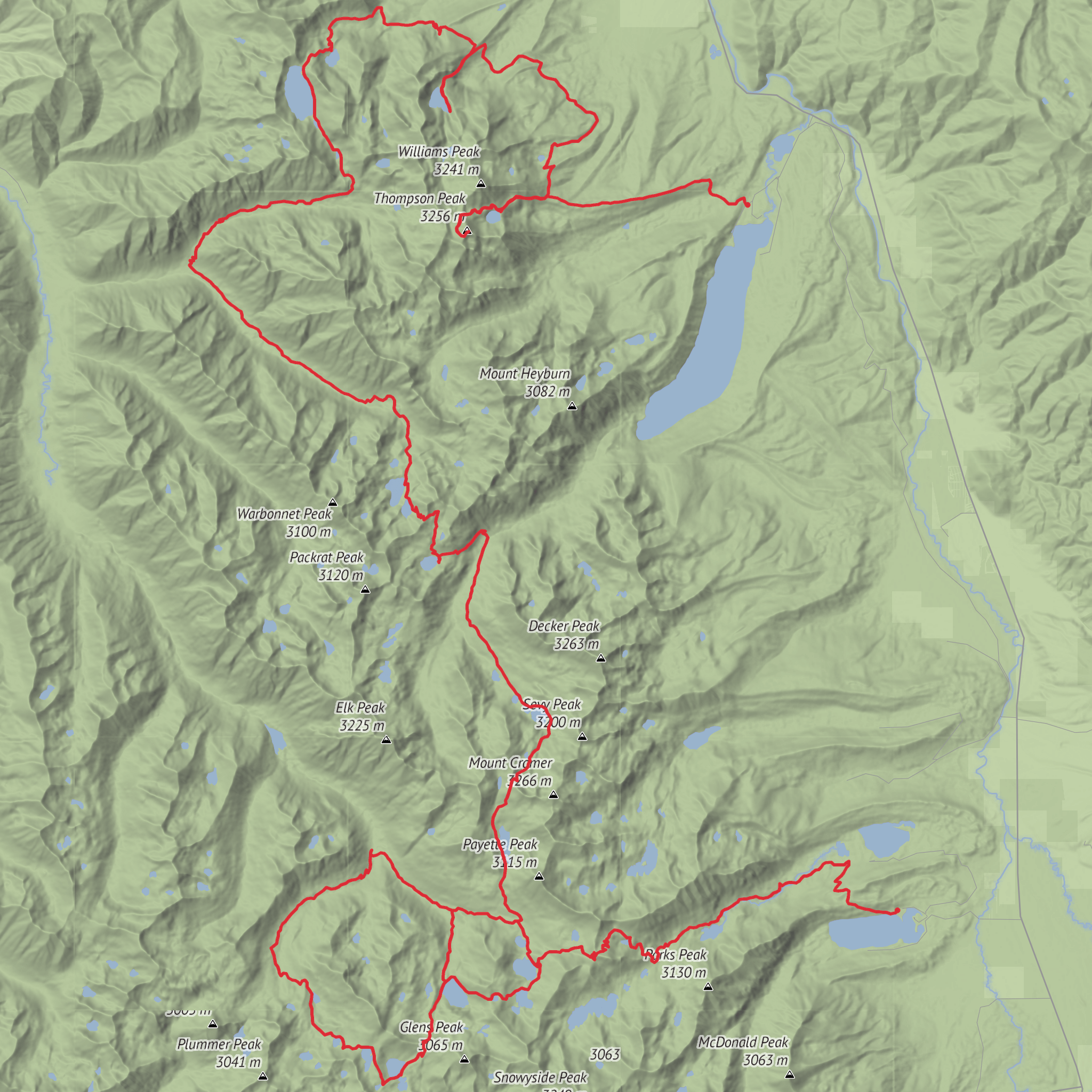 SNRA Pettit Lake to Redfish Lake mobile static map