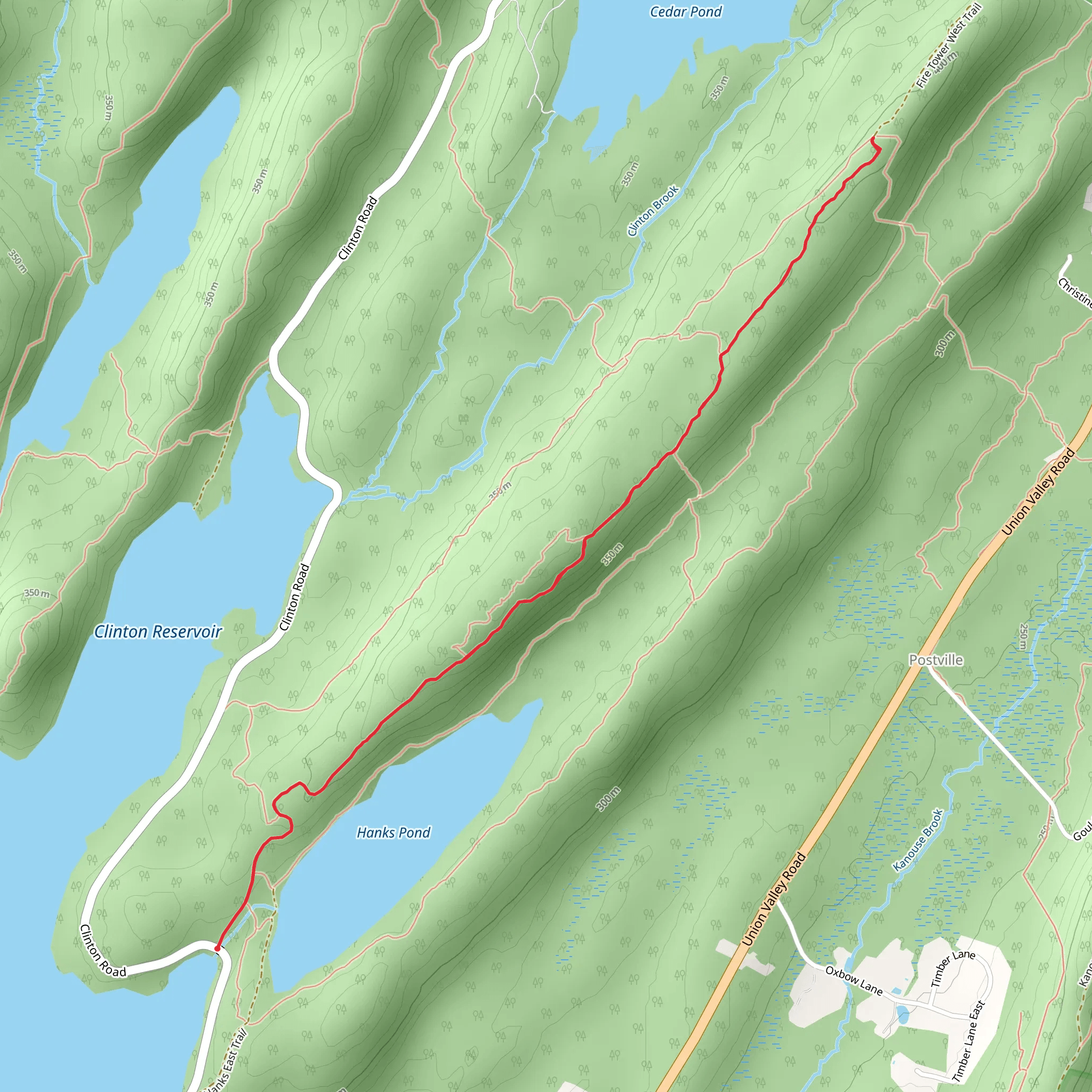 Hanks Pond - Red - White Trail mobile static map
