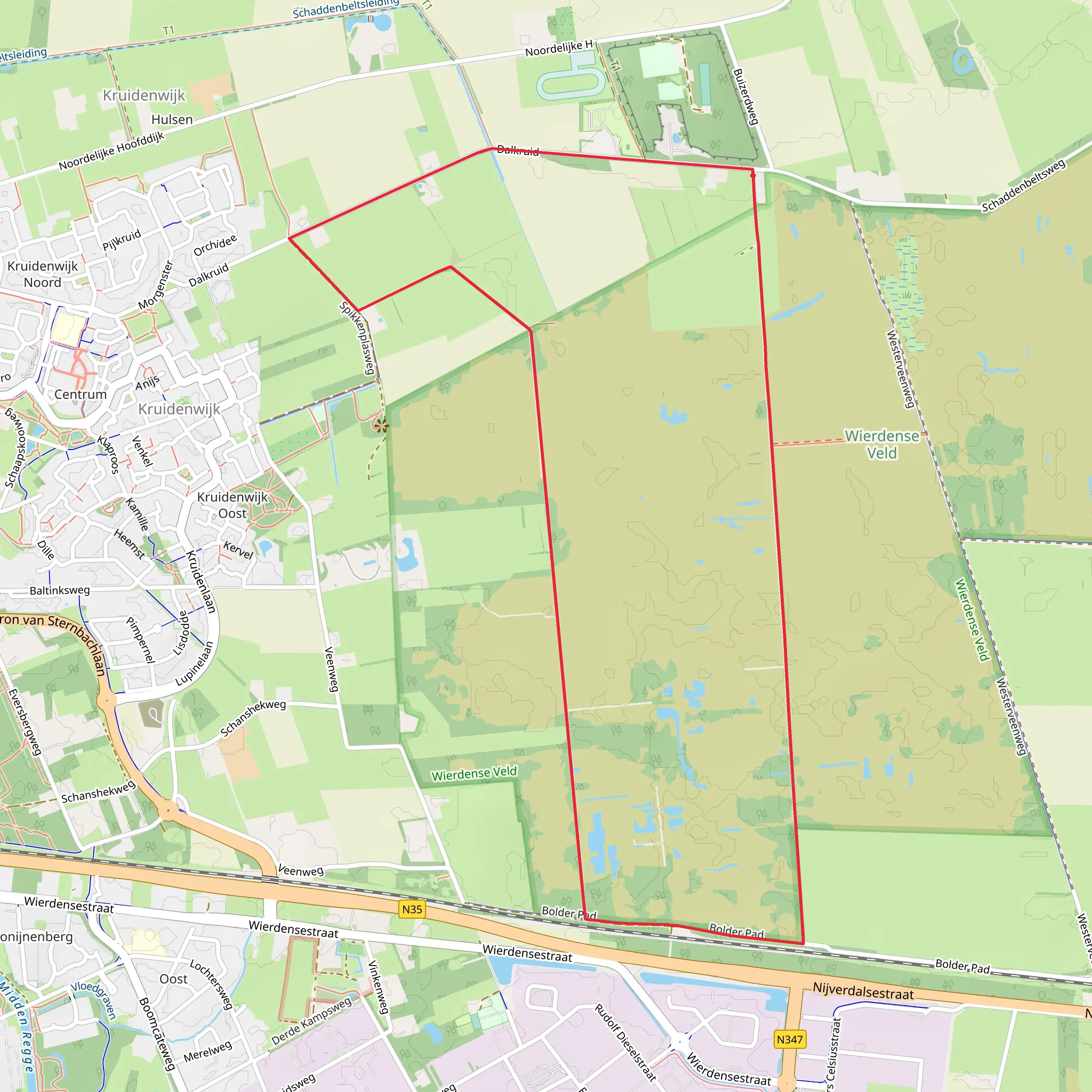 Wierdensche Veld via Overijssels Havezatenpad and Hulsen - Paarse Route mobile static map