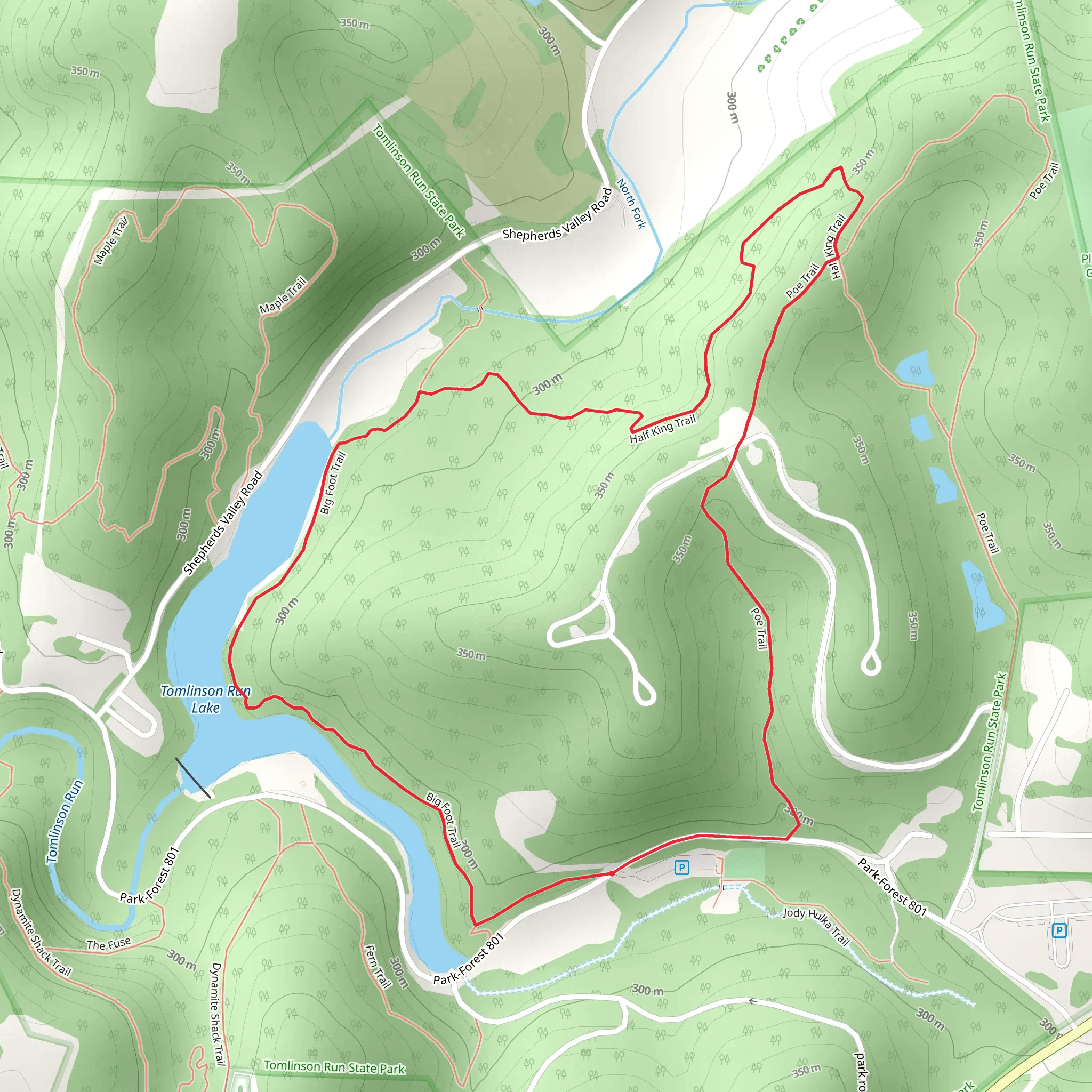 Big Foot, Half King and Poe Loop Trail mobile static map