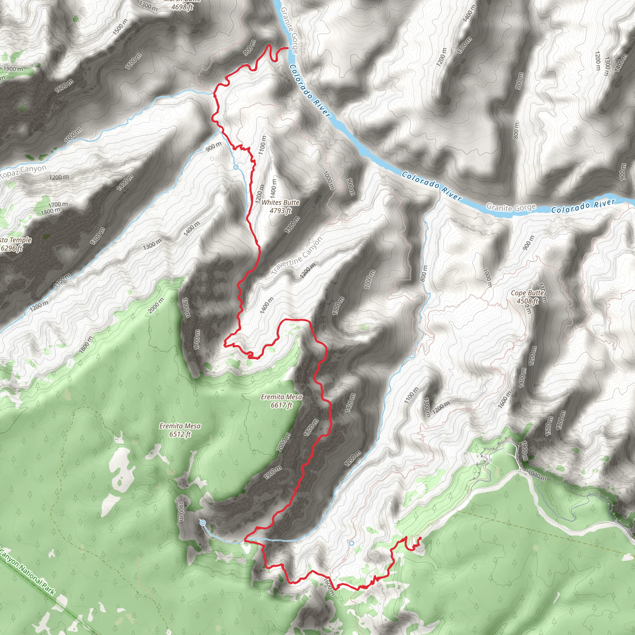 Boucher Trail via Hermit Trail mobile static map