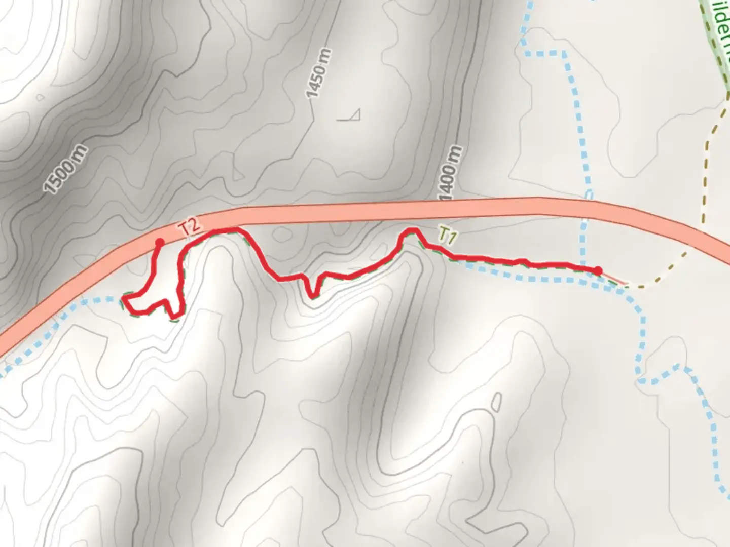 An image depicting the trail Cat Stair Canyon Trail and its surrounding area.
