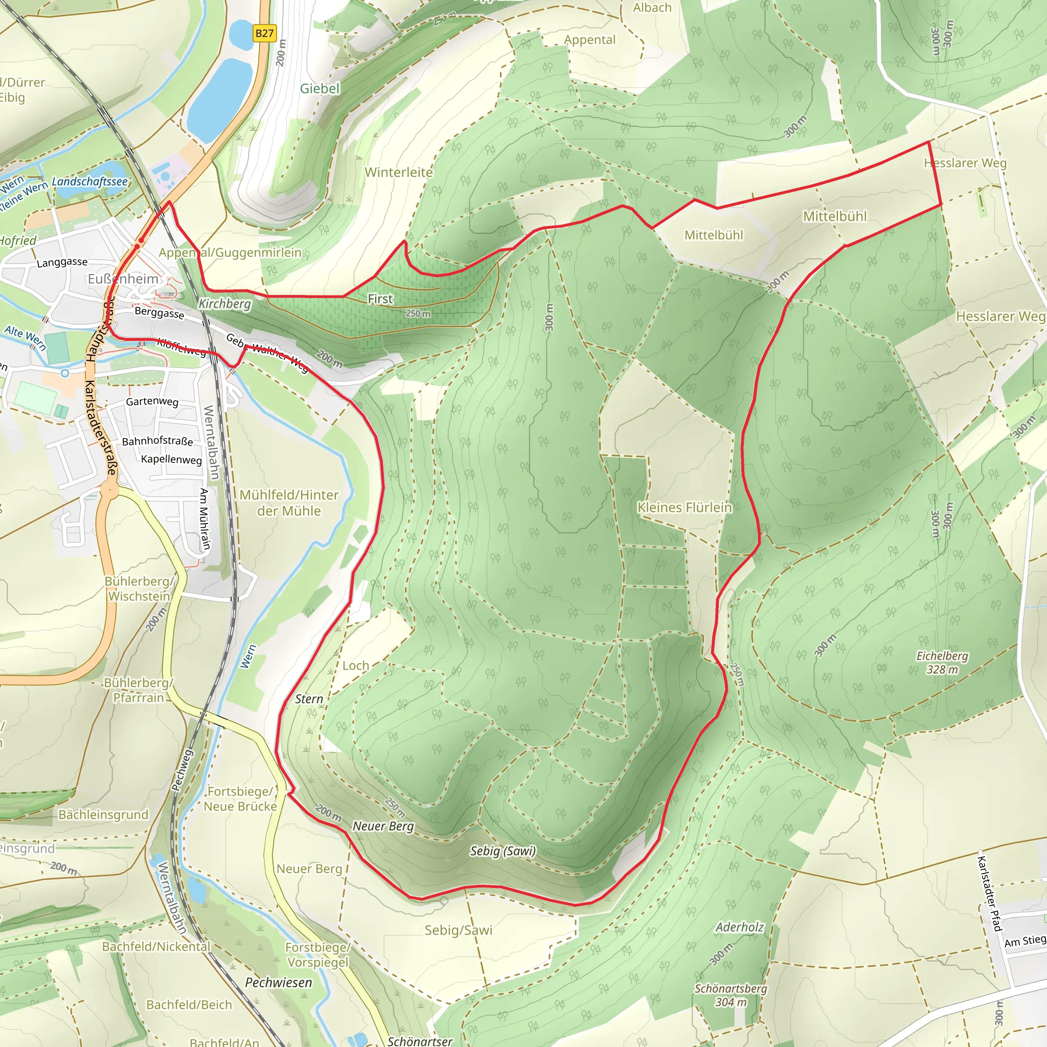 Eußenheim Loop via Loch Holz mobile static map