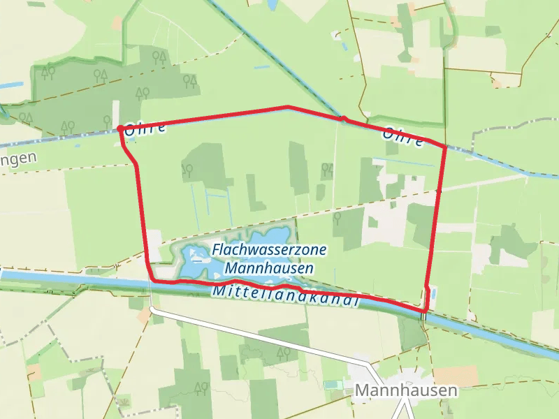 Flachwasserzone Mannhausen via Wanderweg Mannhausen