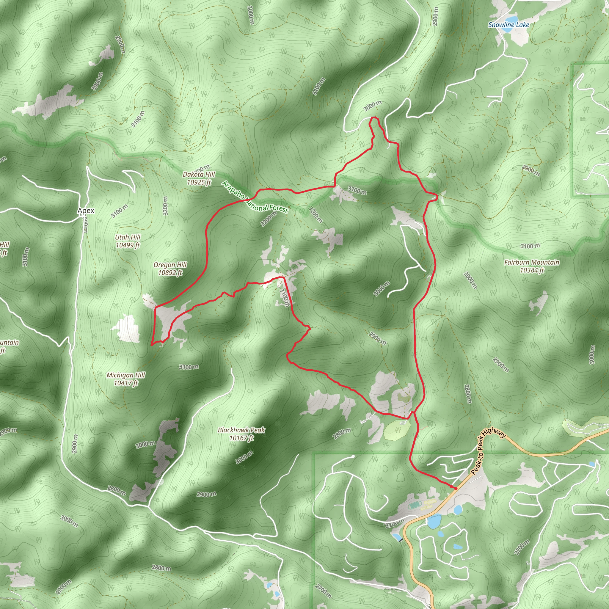 Oregon Hill Overlook Loop via Stewart Gulch mobile static map