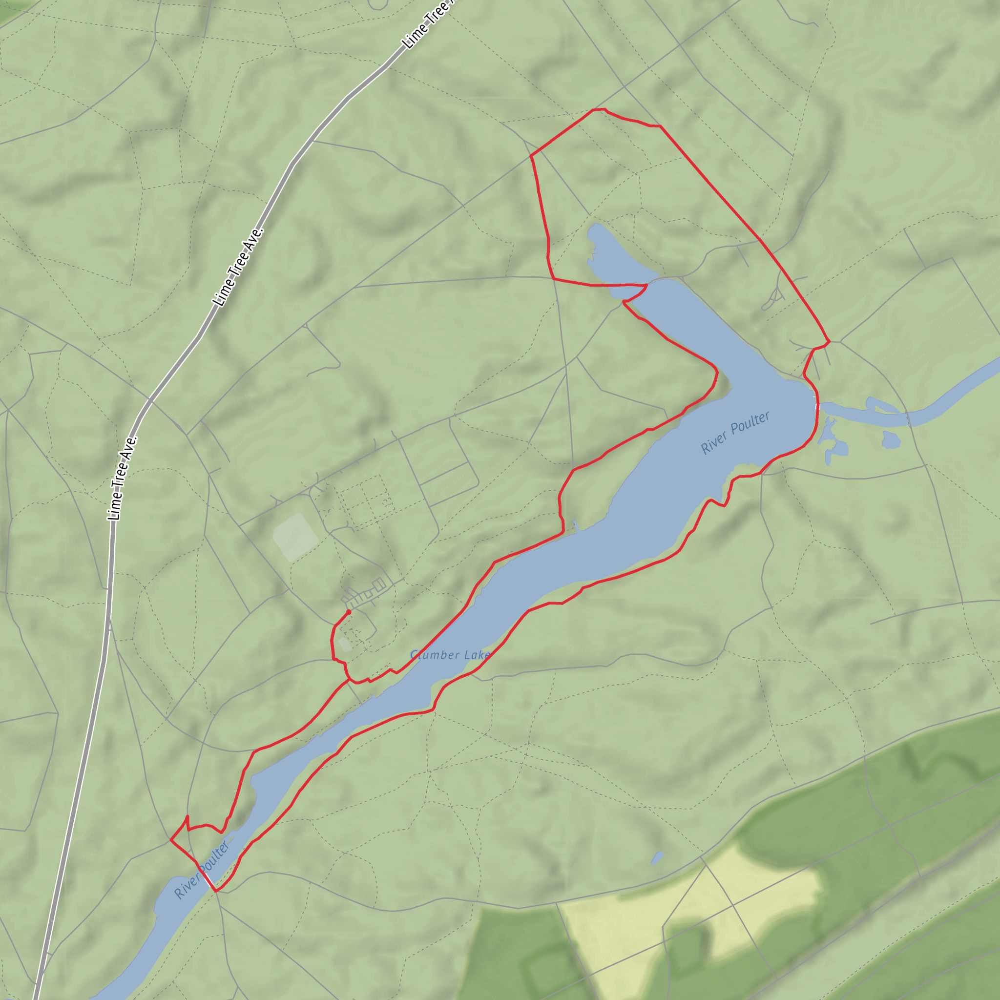 Clumber Lake and Hardwick Wood Loop mobile static map