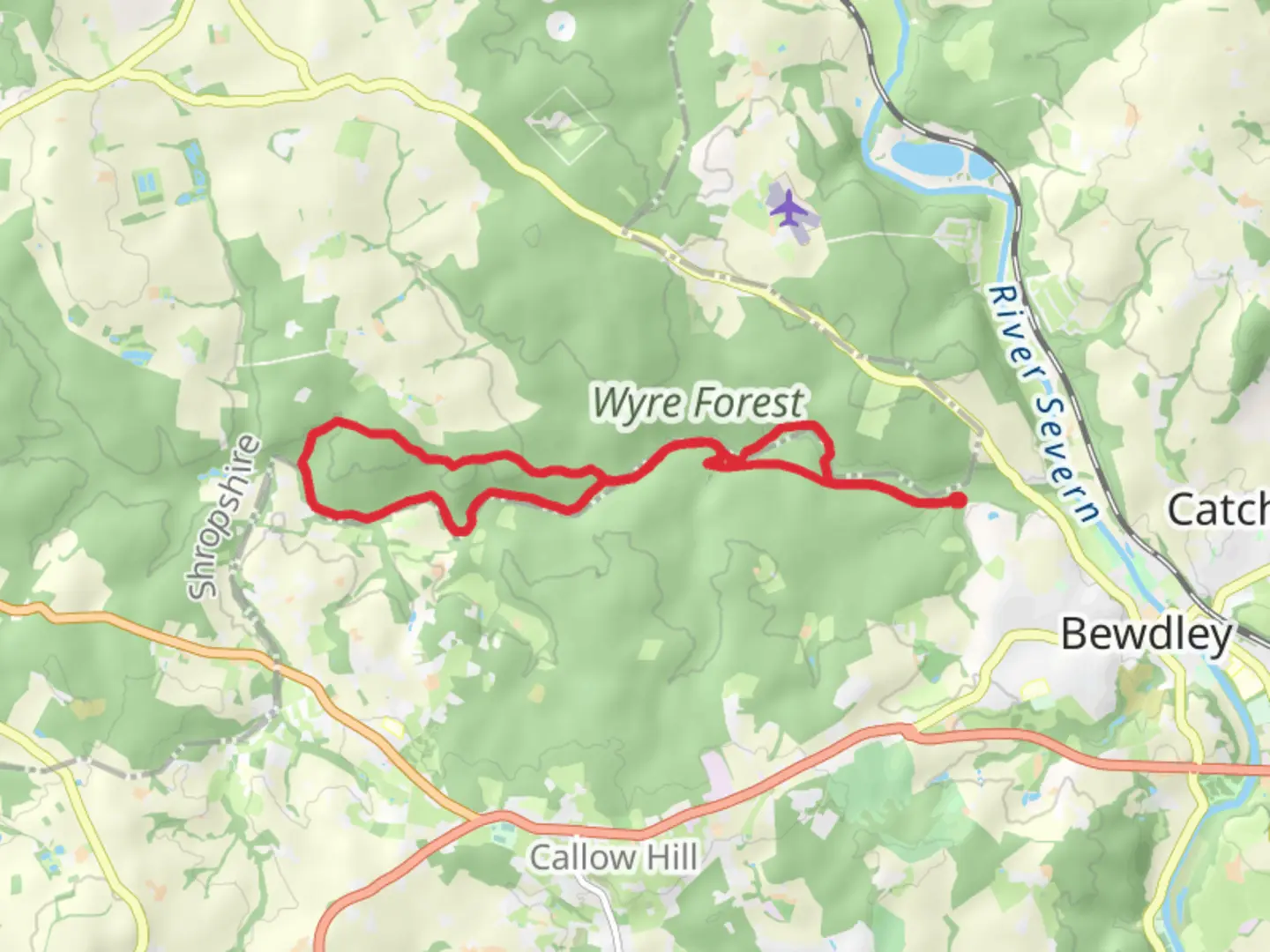 An image depicting the trail Brand Wood and Wimperhill Wood Loop and its surrounding area.