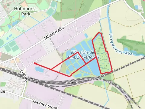 Klärteiche der ehm Zuckerfabrik Loop via Industriestraße